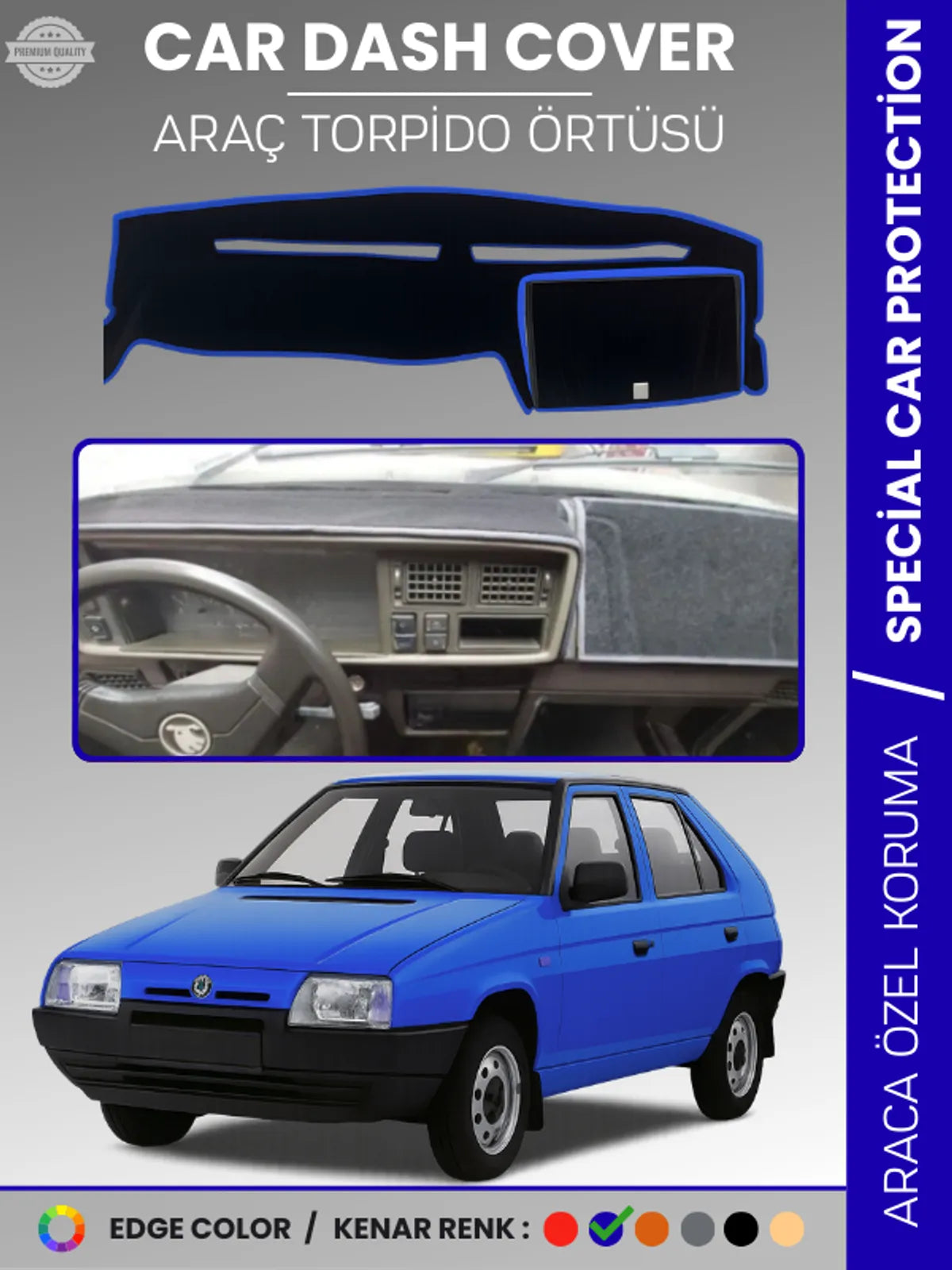 SKODA FAVORİT (1987-1995) Uyumlu Torpido Örtüsü Araca Özel Ön Göğüs Koruma