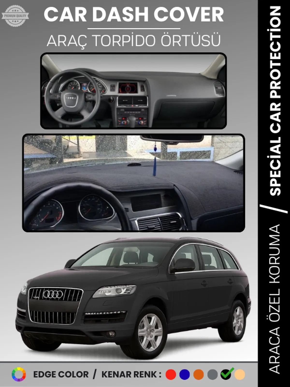 AUDI Q7 (2005-2015) Uyumlu Torpido Örtüsü Araca Özel Ön Göğüs Koruma
