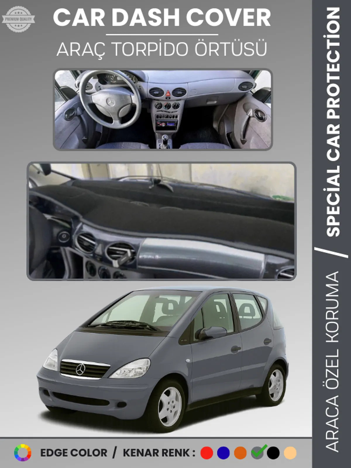 MERCEDES A CLASS W168 (1997-2004) Uyumlu Torpido Örtüsü Araca Özel Ön Göğüs Koruma