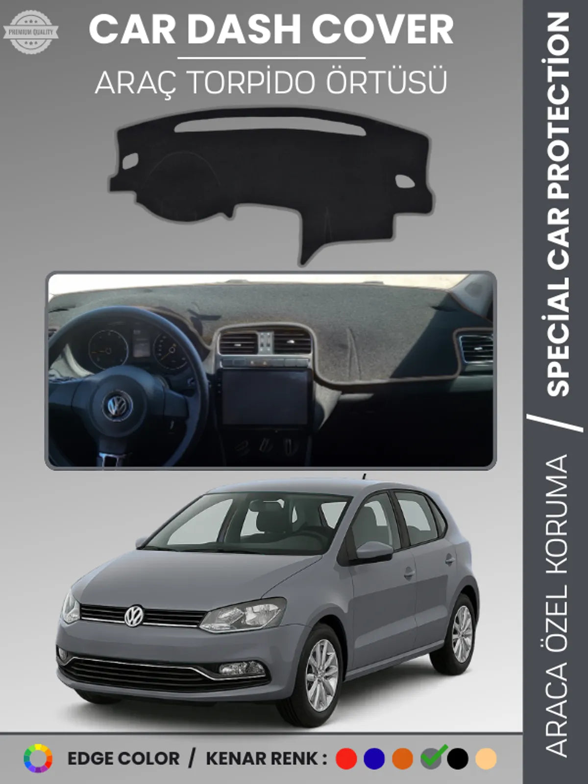 VOLKSWAGEN POLO (2009-2019) Uyumlu Torpido Örtüsü Araca Özel Ön Göğüs Koruma