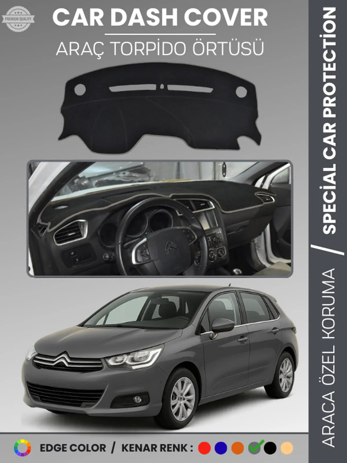 CITROEN C4 (2005-2020) Uyumlu Torpido Örtüsü Araca Özel Ön Göğüs Koruma
