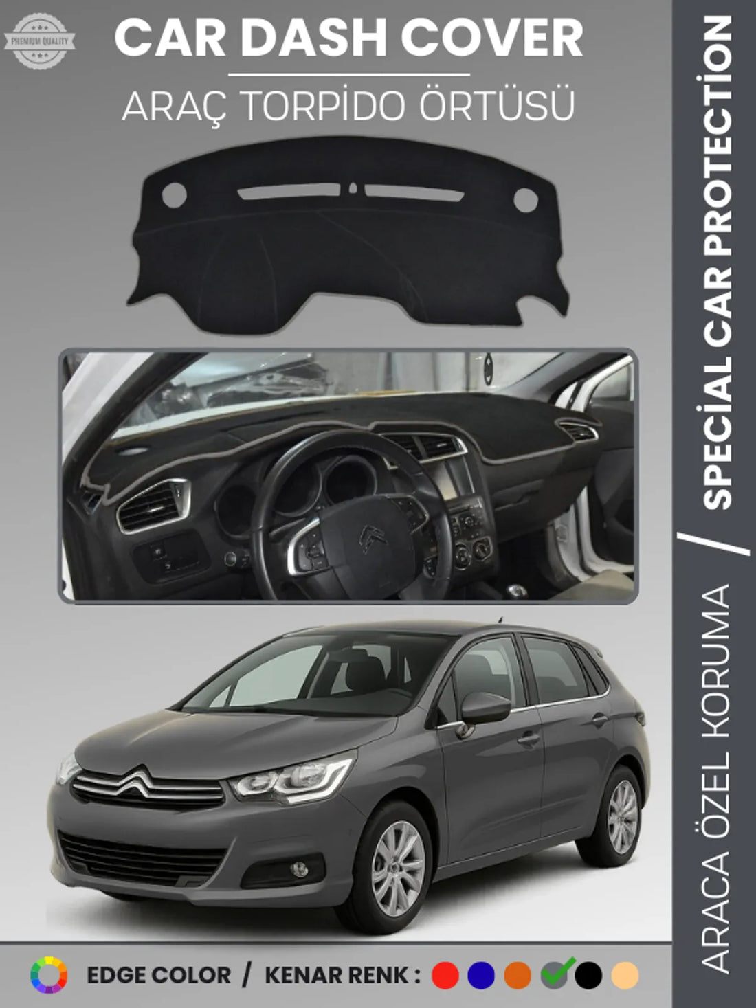 CITROEN C4 (2005-2020) Uyumlu Torpido Örtüsü Araca Özel Ön Göğüs Koruma