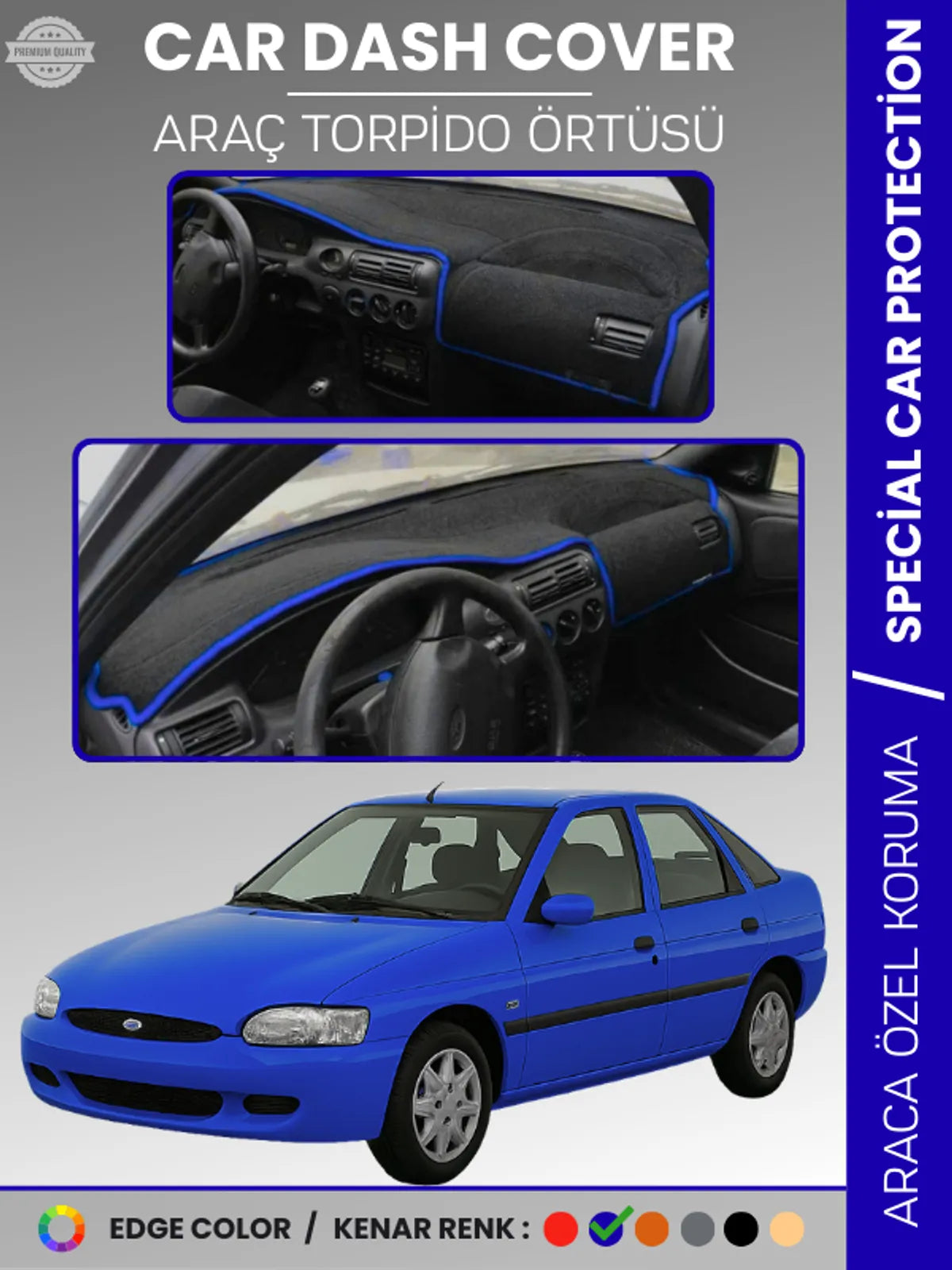 FORD ESCORT (1995-2000) Uyumlu Torpido Örtüsü Araca Özel Ön Göğüs Koruma