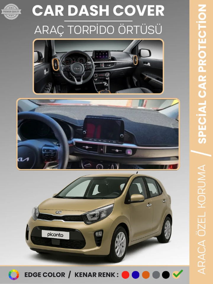 KIA PICANTO (2017-2023) Uyumlu Torpido Örtüsü Araca Özel Ön Göğüs Koruma