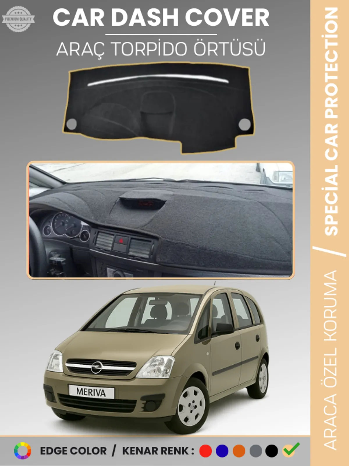 OPEL MERİVA A (2003-2010) Uyumlu Torpido Örtüsü Araca Özel Ön Göğüs Koruma