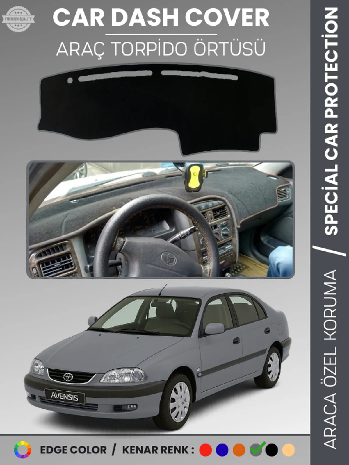 TOYOTA AVENSİS T220 (1997-2002) Uyumlu Torpido Örtüsü Araca Özel Ön Göğüs Koruma