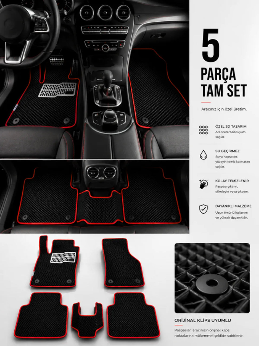Fiat Linea (2007-2018) Araca Özel EVA Oto Paspas Seti Topukluk Dahil Tam Set
