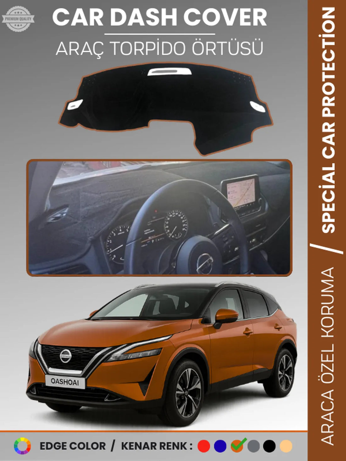 NİSSAN QASHQAİ J12 (2021-2025) Uyumlu Torpido Örtüsü Araca Özel Ön Göğüs Koruma