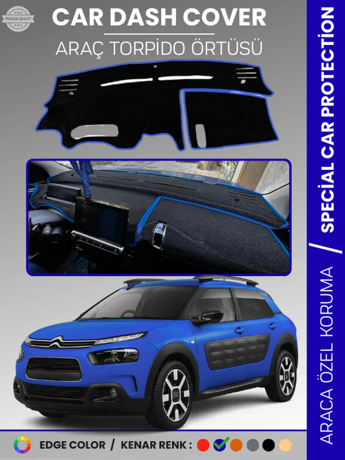CITROEN CACTUS (2013-2018) Uyumlu Torpido Örtüsü Araca Özel Ön Göğüs Koruma