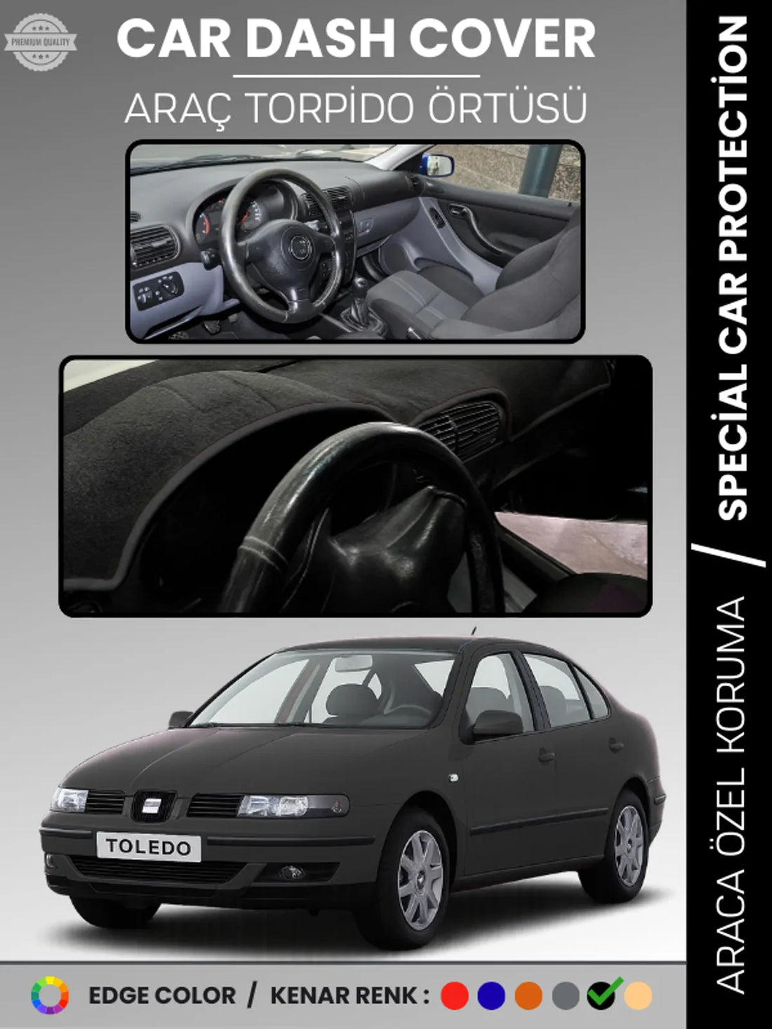 SEAT TOLEDO (1999-2005) Uyumlu Torpido Örtüsü Araca Özel Ön Göğüs Koruma