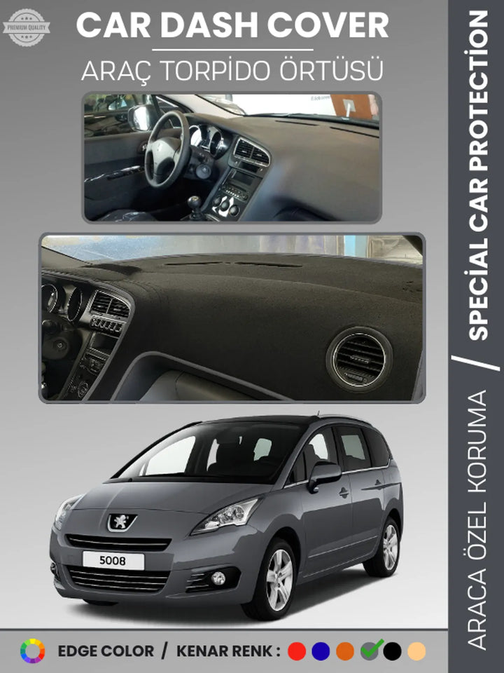 PEUGEOT 5008 (2011-2014) Uyumlu Torpido Örtüsü Araca Özel Ön Göğüs Koruma