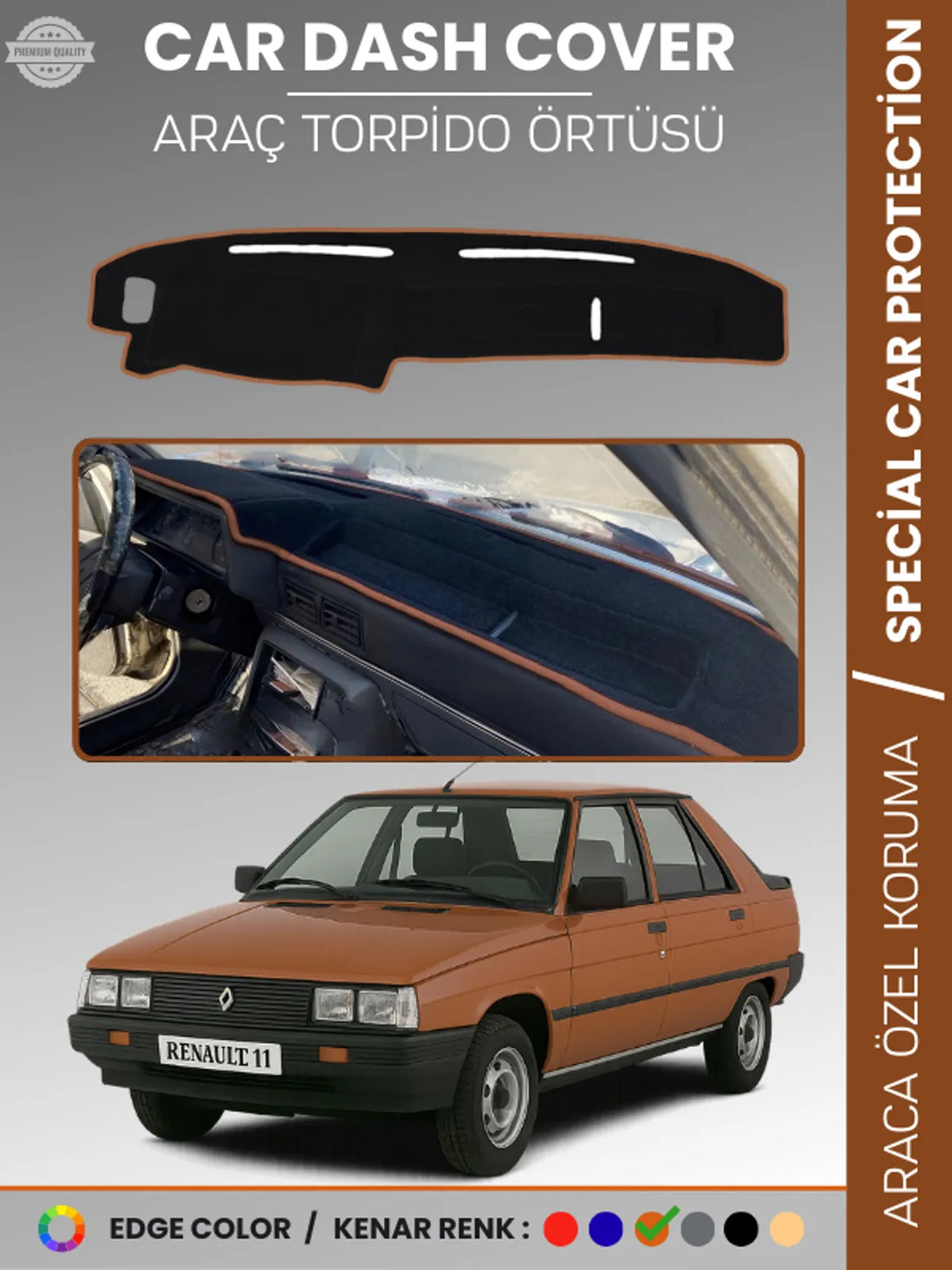 RENAULT 11 Uyumlu Torpido Örtüsü Araca Özel Ön Göğüs Koruma