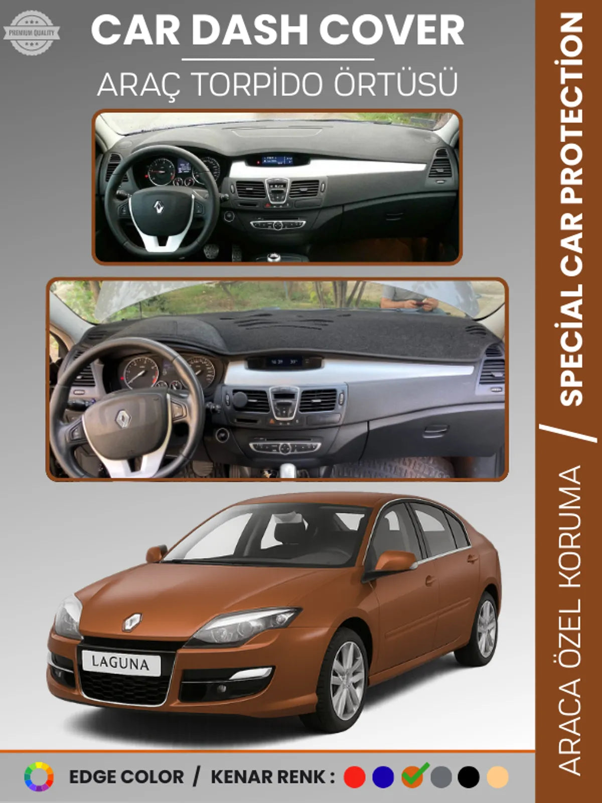 RENAULT LAGUNA 3 (2008-2015) Uyumlu Torpido Örtüsü Araca Özel Ön Göğüs Koruma
