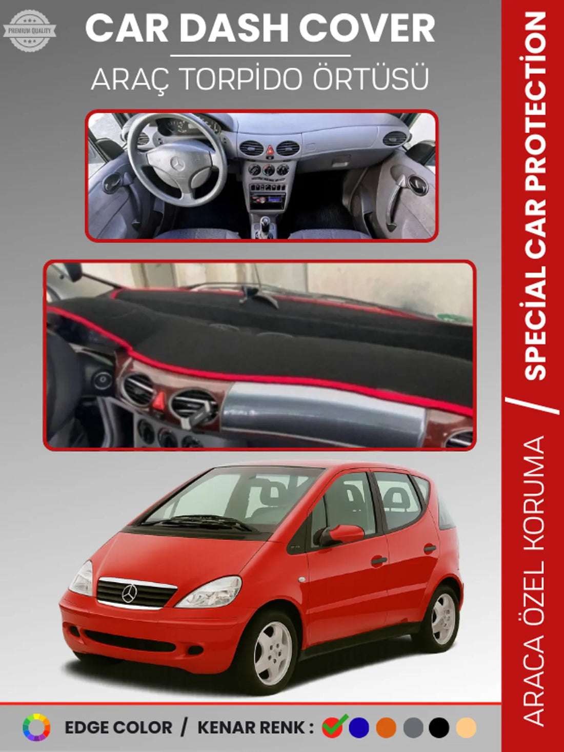 MERCEDES A CLASS W168 (1997-2004) Uyumlu Torpido Örtüsü Araca Özel Ön Göğüs Koruma