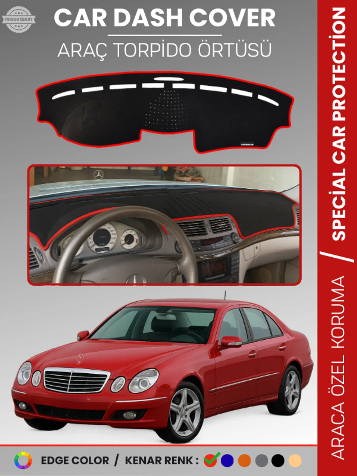 MERCEDES E200 / E220 / E240 / E270 W211 (2002-2009) Uyumlu Torpido Örtüsü Araca Özel Ön Göğüs Koruma