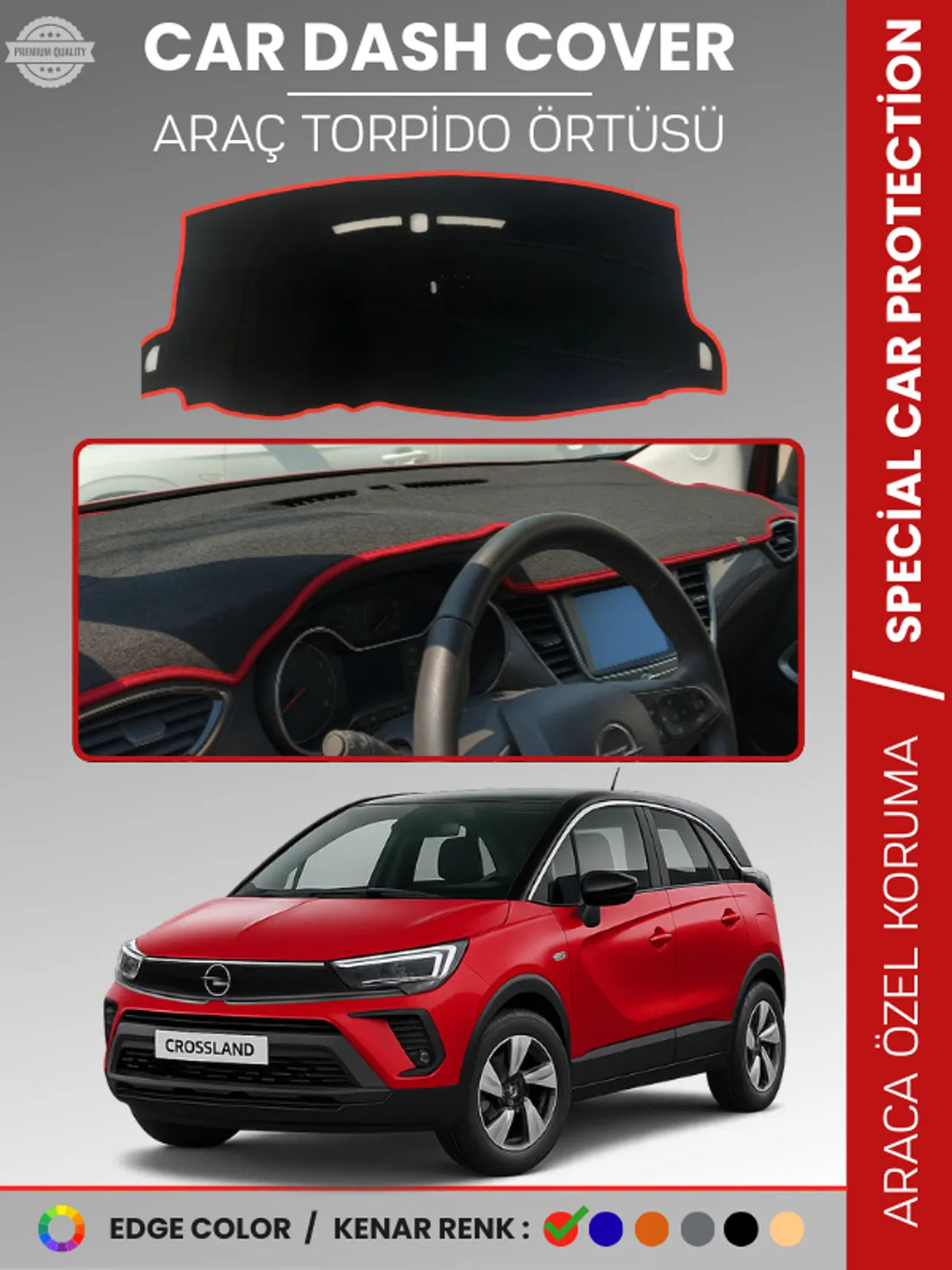 OPEL CROSSLAND (2020+) Uyumlu Torpido Örtüsü Araca Özel Ön Göğüs Koruma