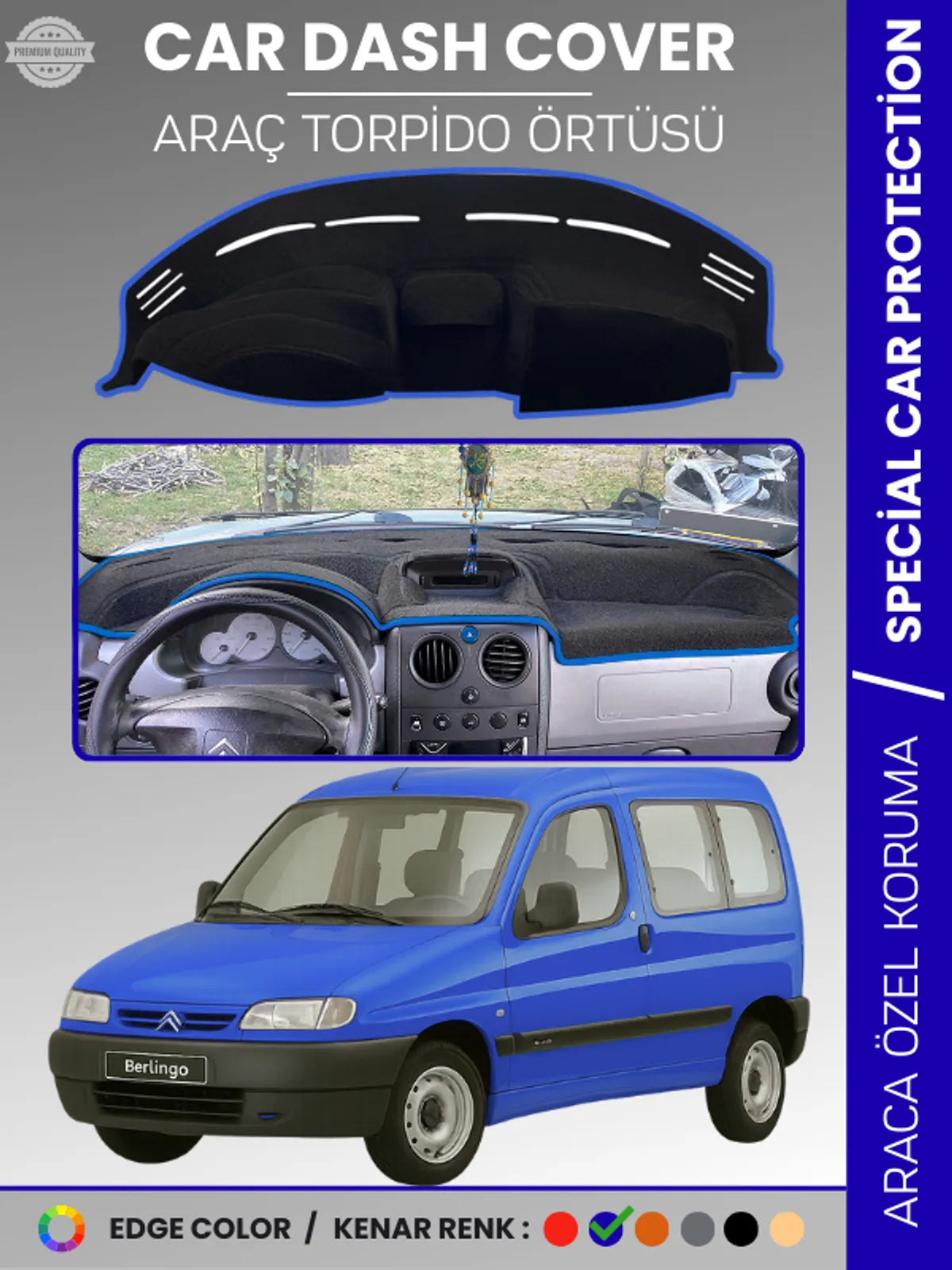 CITROEN Berlingo (1996-2001) Uyumlu Torpido Örtüsü Araca Özel Ön Göğüs Koruma