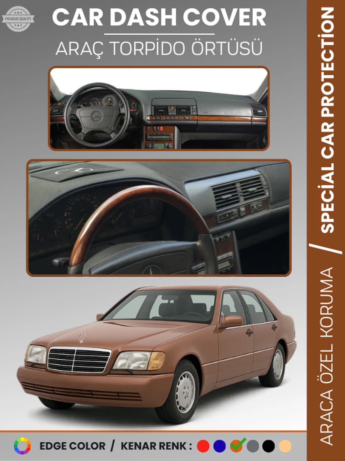 MERCEDES S CLASS W140 (1991-1998) Uyumlu Torpido Örtüsü Araca Özel Ön Göğüs Koruma
