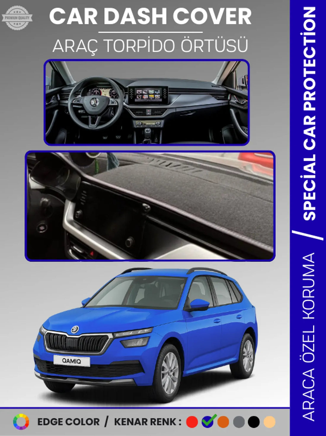 SKODA KAMIQ (2019-2024) Uyumlu Torpido Örtüsü Araca Özel Ön Göğüs Koruma