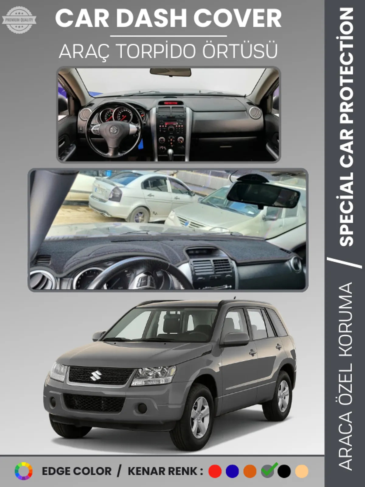 SUZUKI GRAND VİTARA (2006-2012) Uyumlu Torpido Örtüsü Araca Özel Ön Göğüs Koruma