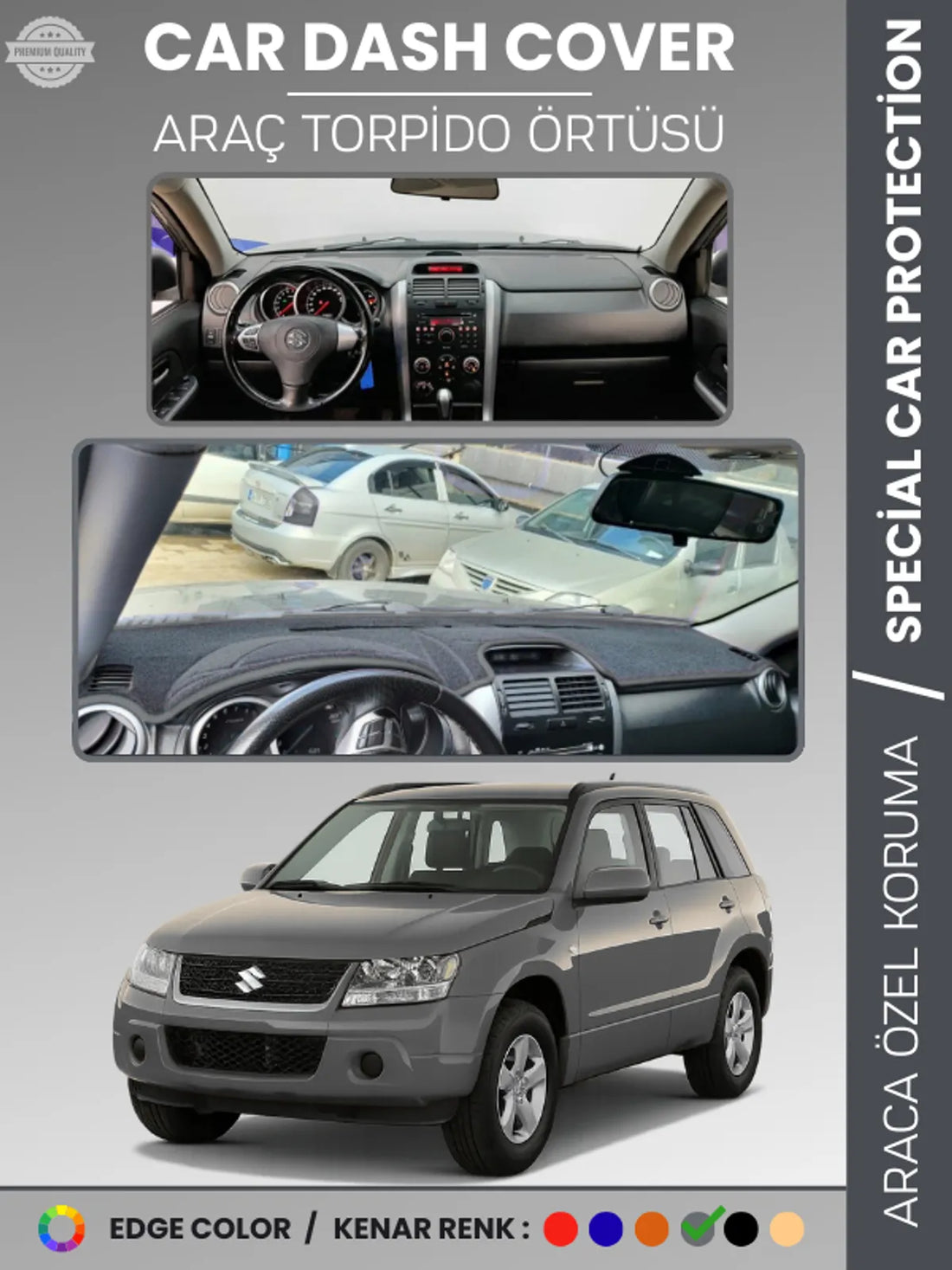 SUZUKI GRAND VİTARA (2006-2012) Uyumlu Torpido Örtüsü Araca Özel Ön Göğüs Koruma
