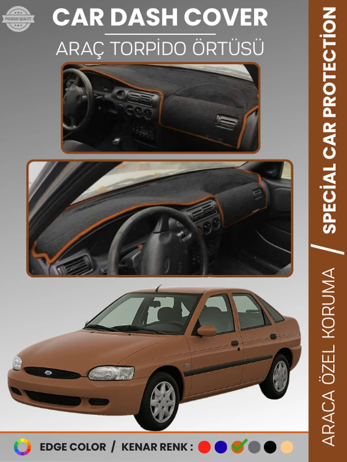 FORD ESCORT (1995-2000) Uyumlu Torpido Örtüsü Araca Özel Ön Göğüs Koruma