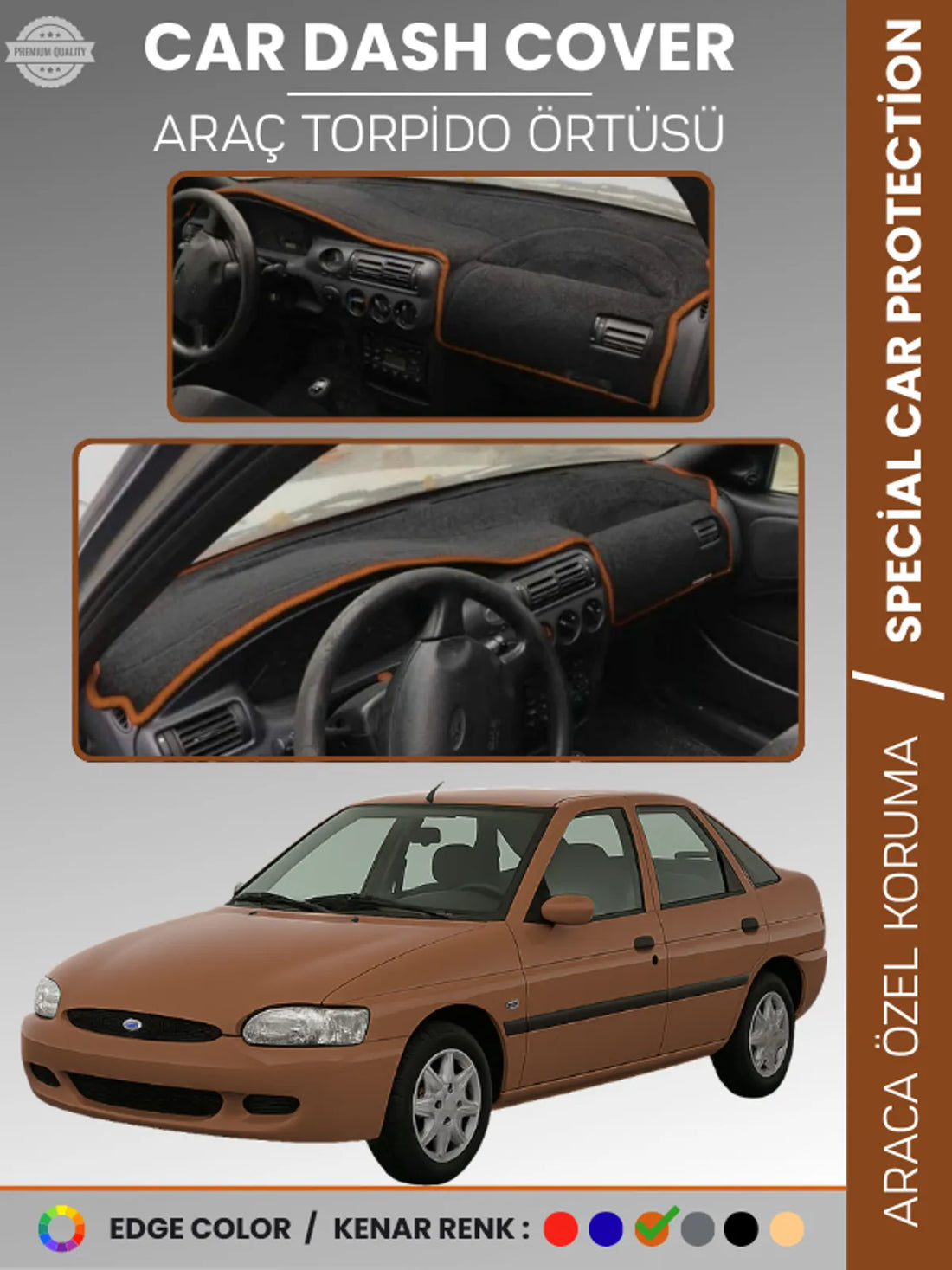 FORD ESCORT (1995-2000) Uyumlu Torpido Örtüsü Araca Özel Ön Göğüs Koruma