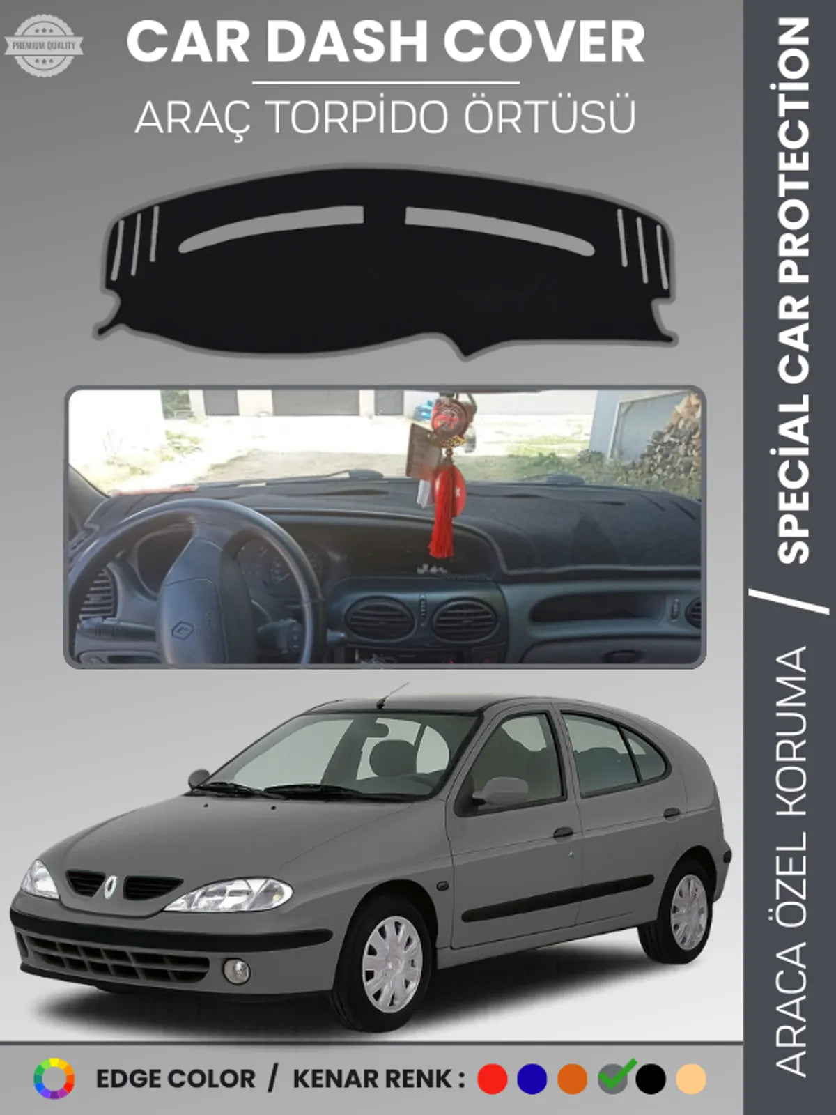 RENAULT MEGANE 1 (1999-2003) Uyumlu Torpido Örtüsü Araca Özel Ön Göğüs Koruma