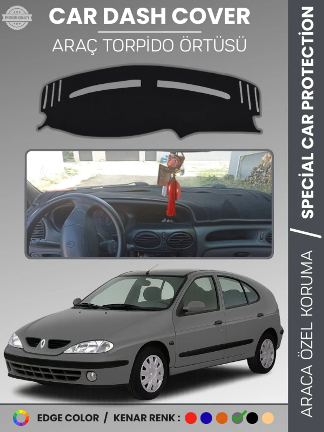 RENAULT MEGANE 1 (1999-2003) Uyumlu Torpido Örtüsü Araca Özel Ön Göğüs Koruma