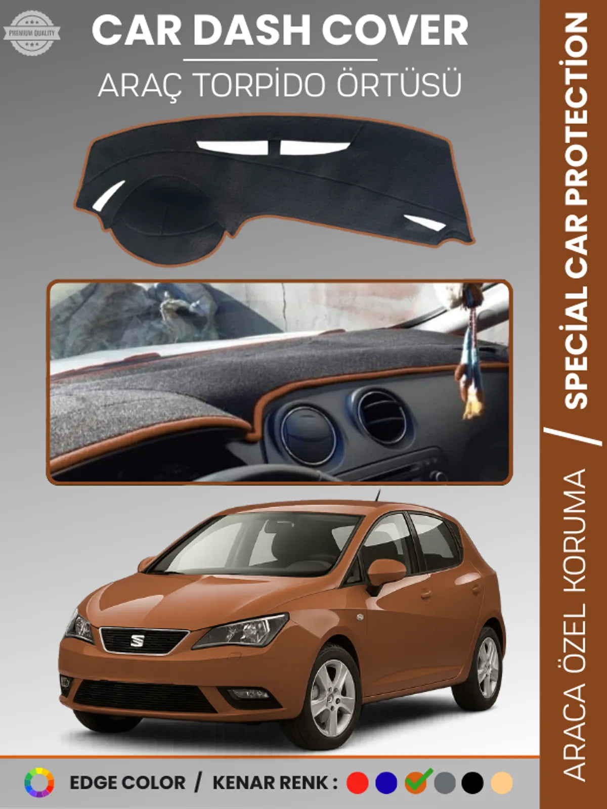 SEAT IBIZA 6F (2017-2024) Uyumlu Torpido Örtüsü Araca Özel Ön Göğüs Koruma