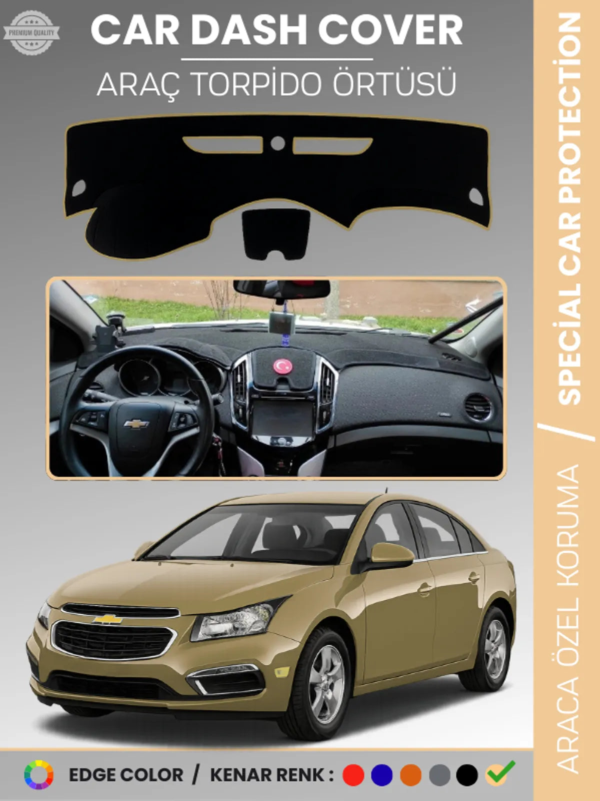 CHEVROLET Cruze (2012-2016) Uyumlu Torpido Örtüsü Araca Özel Ön Göğüs Koruma