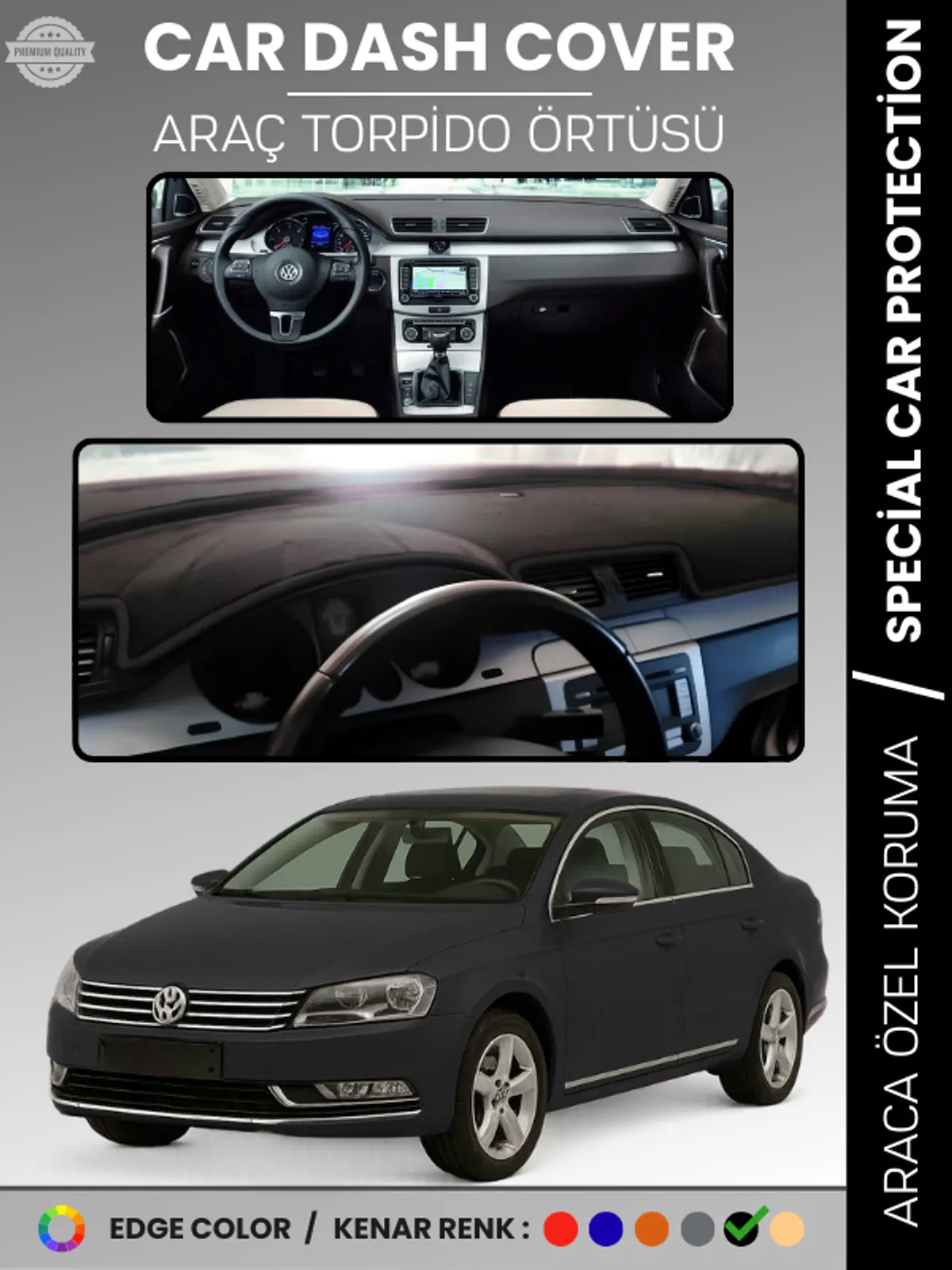 VOLKSWAGEN PASSAT B7 (2010-2015) Uyumlu Torpido Örtüsü Araca Özel Ön Göğüs Koruma