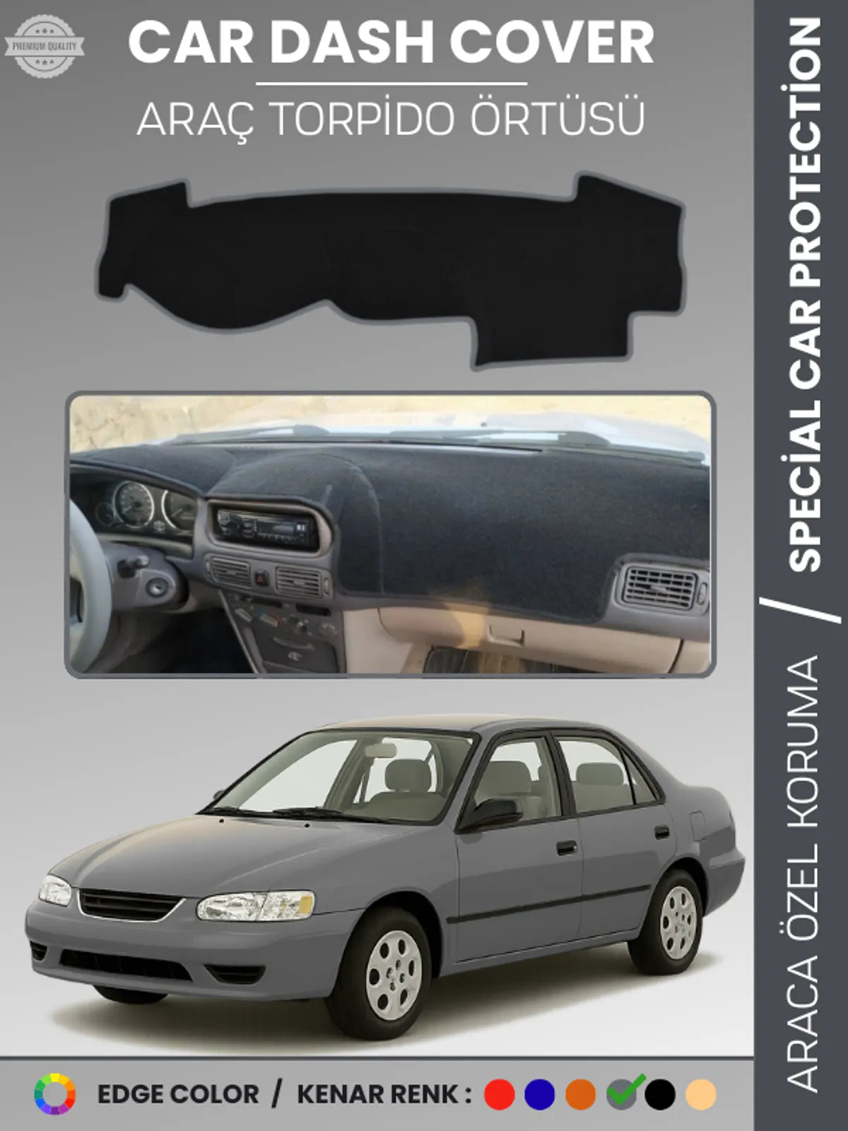 TOYOTA COROLLA E110 (1998-2002) Uyumlu Torpido Örtüsü Araca Özel Ön Göğüs Koruma