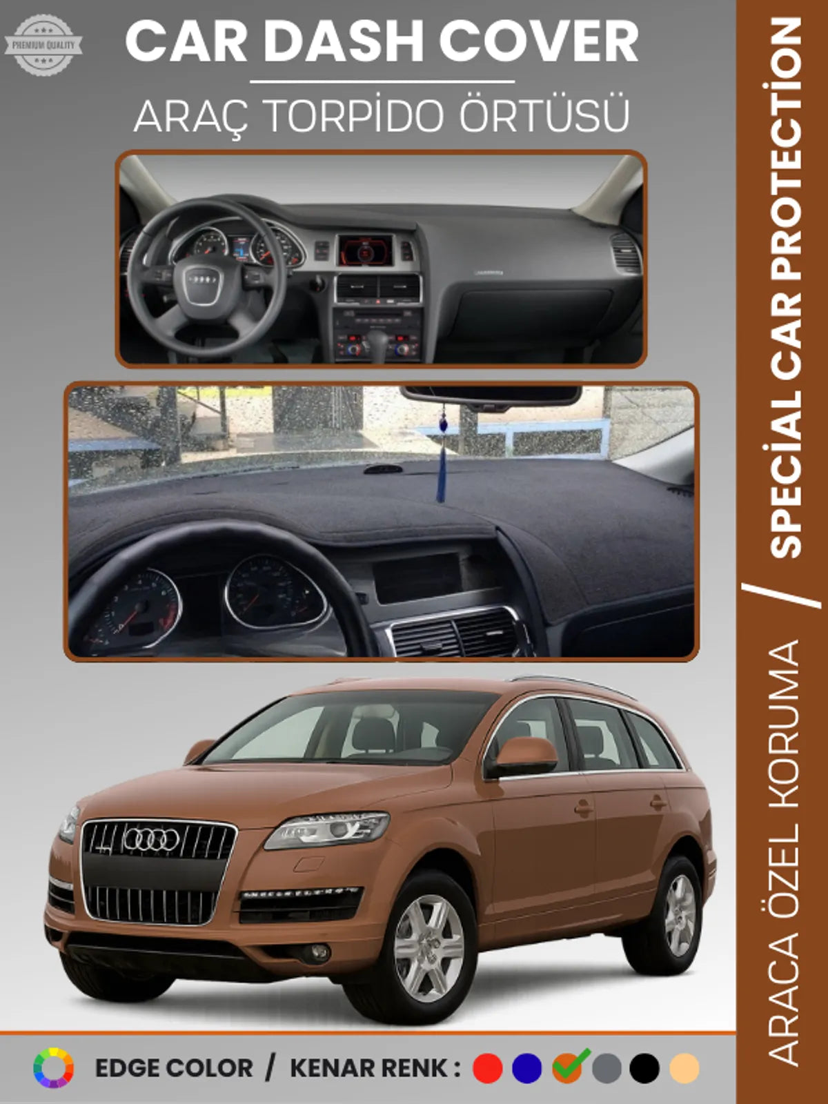 AUDI Q7 (2005-2015) Uyumlu Torpido Örtüsü Araca Özel Ön Göğüs Koruma
