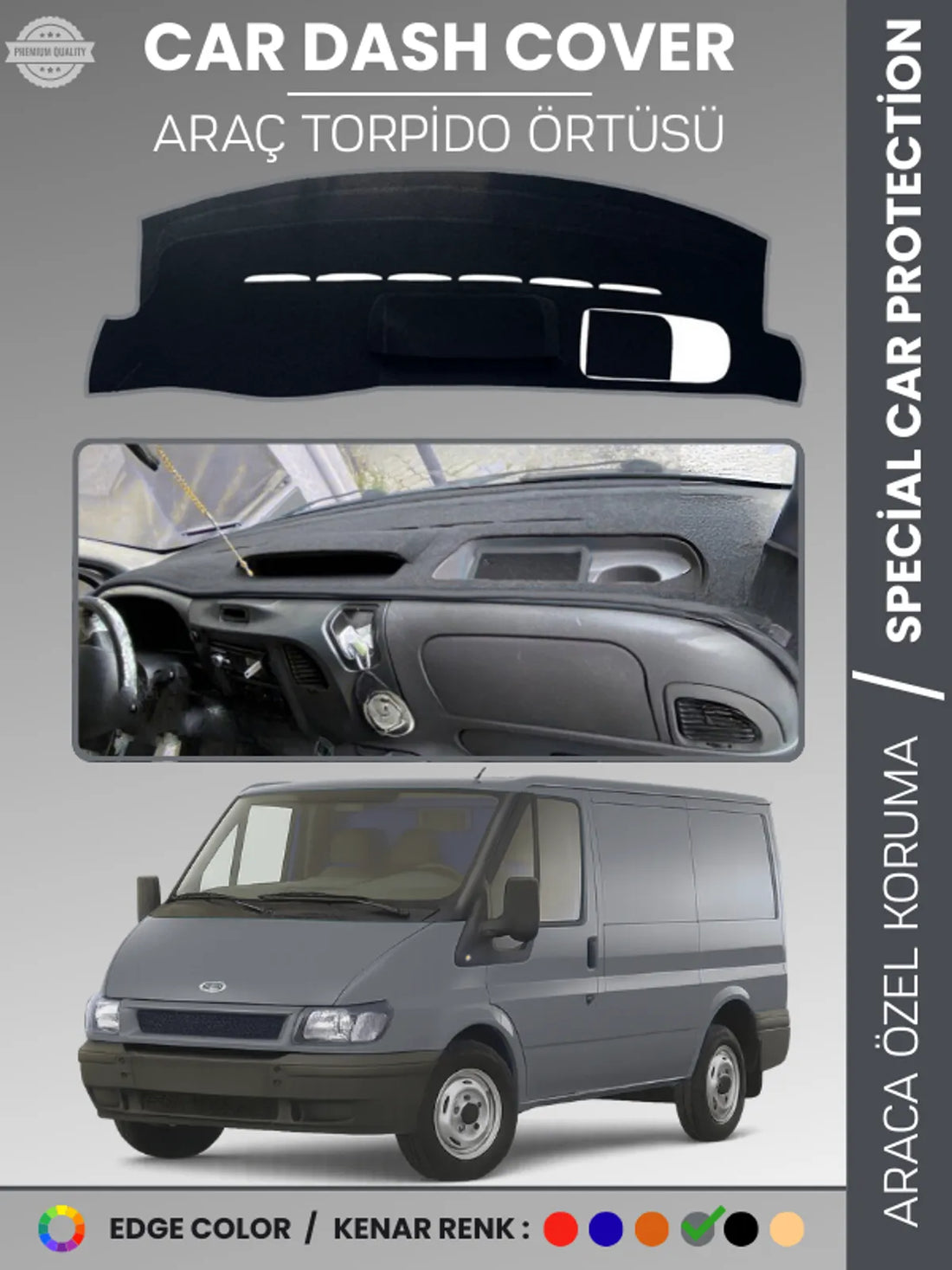 FORD TRANSİT (2006-2012) Uyumlu Torpido Örtüsü Araca Özel Ön Göğüs Koruma