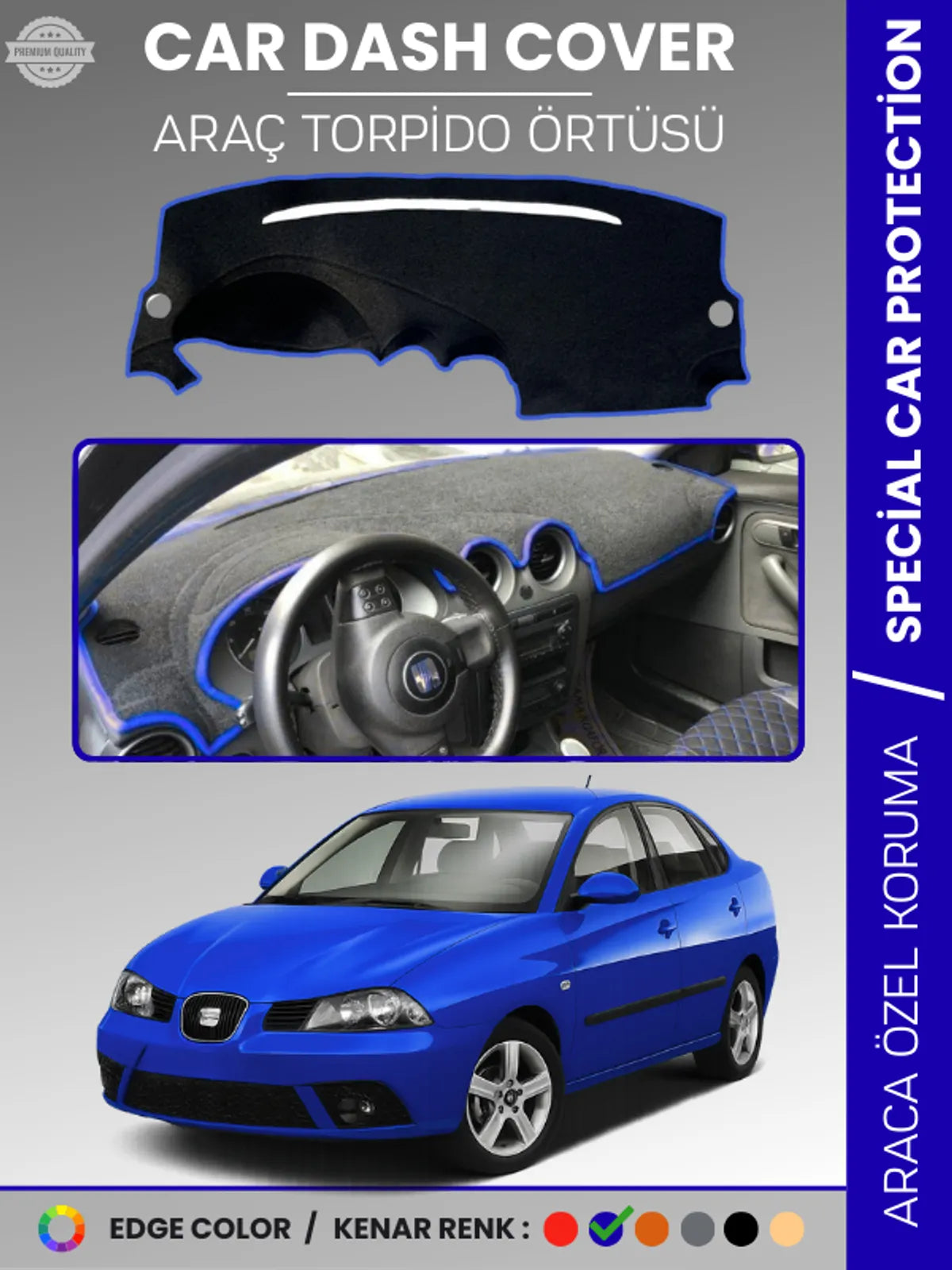 SEAT CORDOBA (2001-2008) Uyumlu Torpido Örtüsü Araca Özel Ön Göğüs Koruma