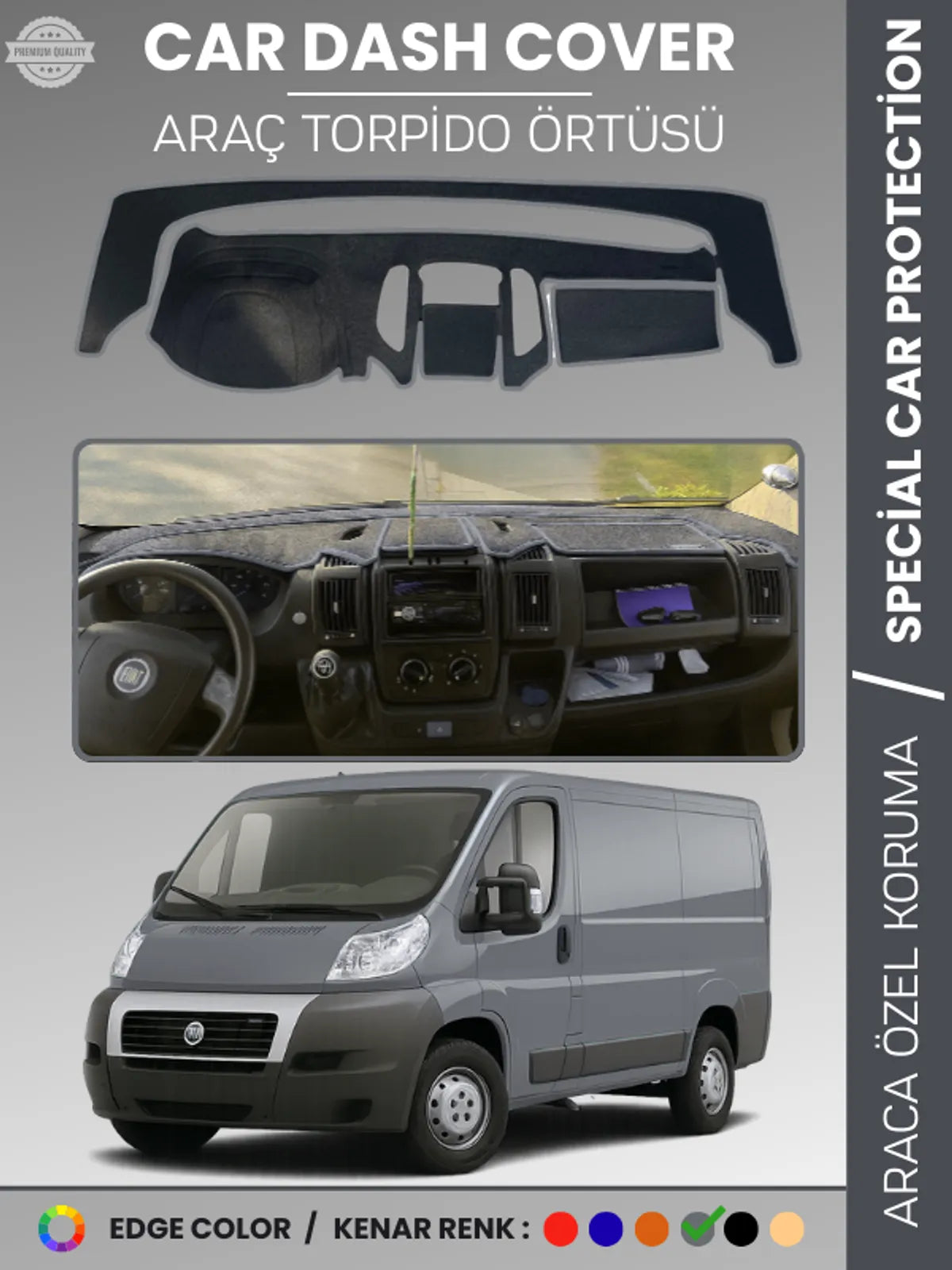 FIAT DUCATO X250 (2006-2014) Uyumlu Torpido Örtüsü Araca Özel Ön Göğüs Koruma