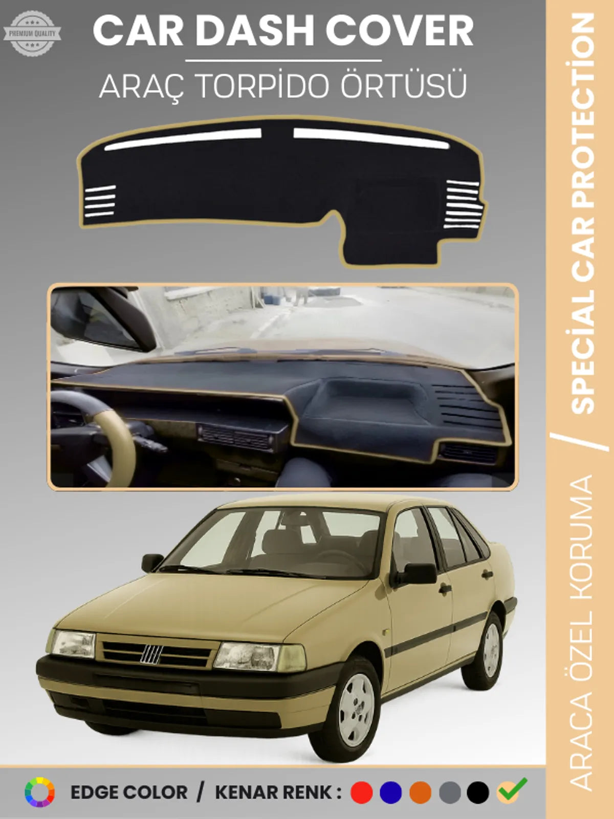 FIAT TEMPRA ANALOG MODEL DİJİTAL EKRAN Uyumlu Torpido Örtüsü Araca Özel Ön Göğüs Koruma