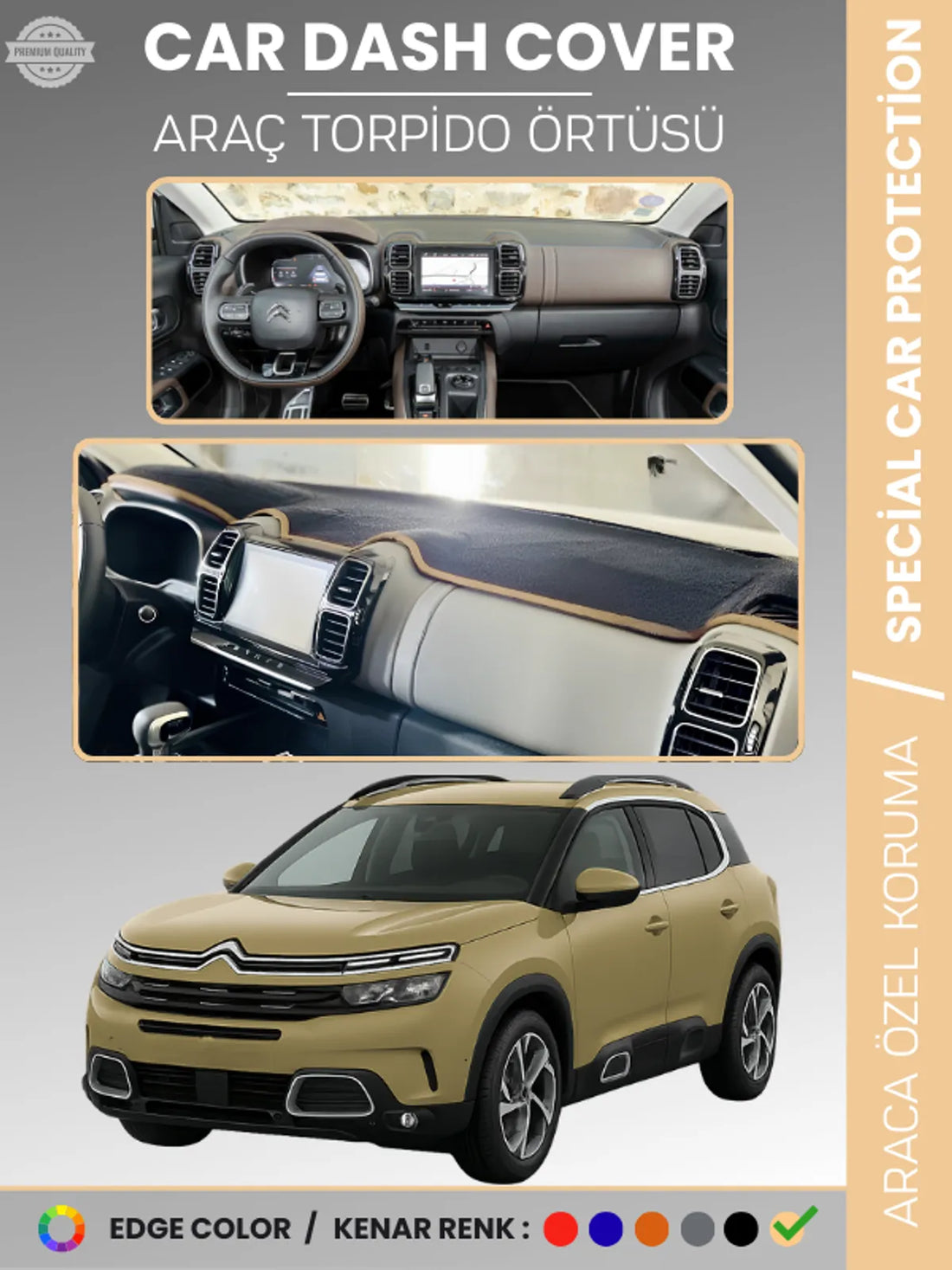 CITROEN C5 AIRCROSS (2018-2025) Uyumlu Torpido Örtüsü Araca Özel Ön Göğüs Koruma
