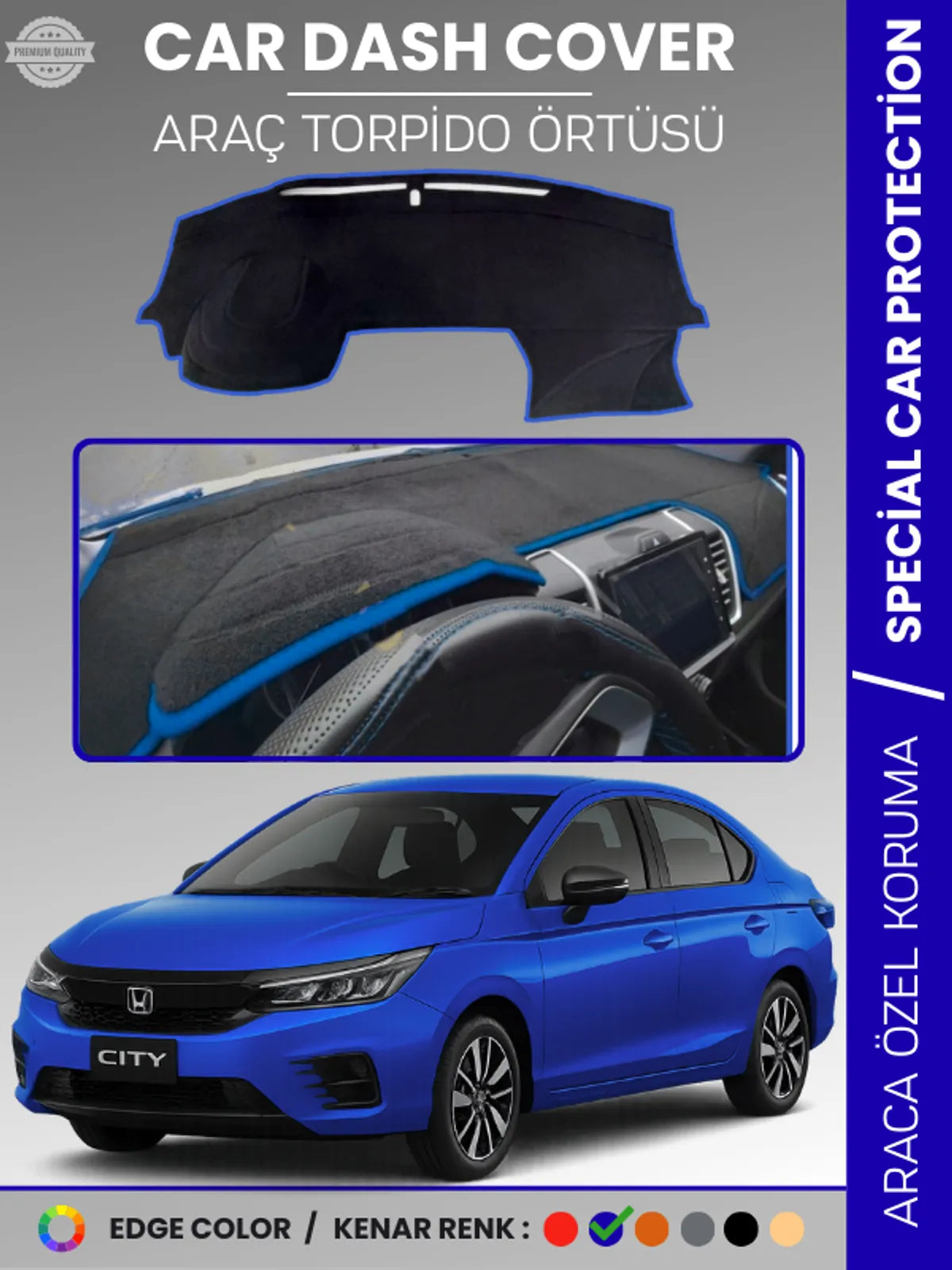 HONDA CITY (2020+) Uyumlu Torpido Örtüsü Araca Özel Ön Göğüs Koruma