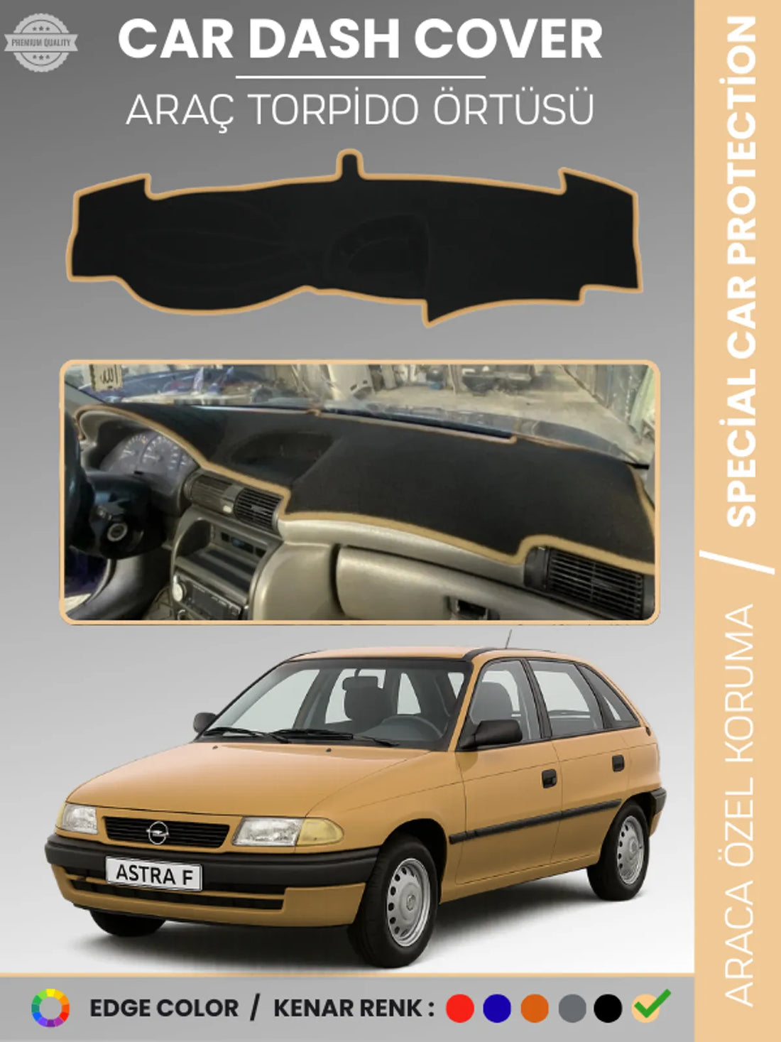 OPEL ASTRA F (1991-1998) Uyumlu Torpido Örtüsü Araca Özel Ön Göğüs Koruma