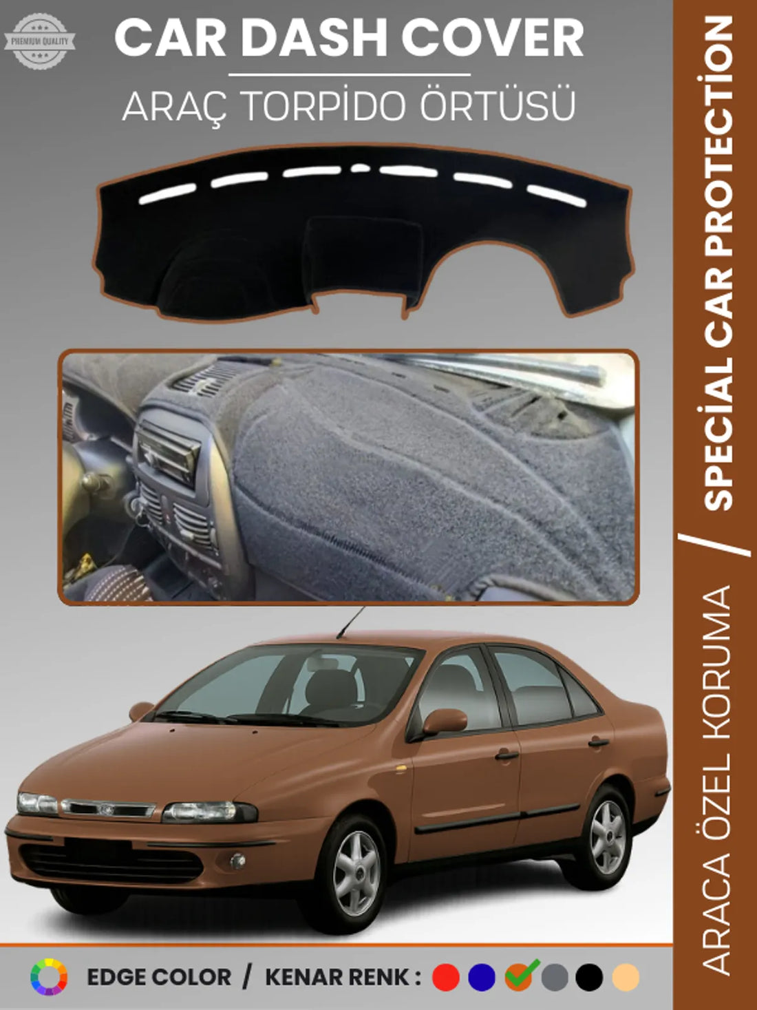 FIAT MAREA (1999-2007) Uyumlu Torpido Örtüsü Araca Özel Ön Göğüs Koruma