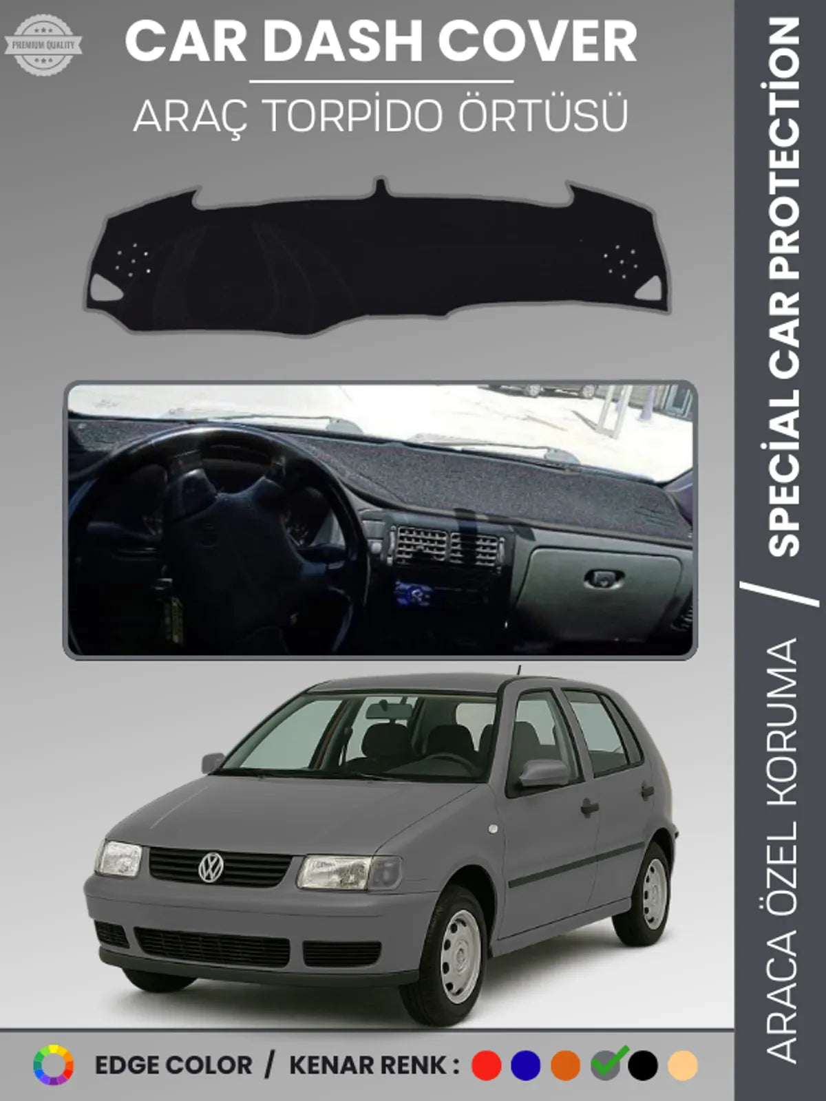 VOLKSWAGEN POLO (1994-2001) Uyumlu Torpido Örtüsü Araca Özel Ön Göğüs Koruma