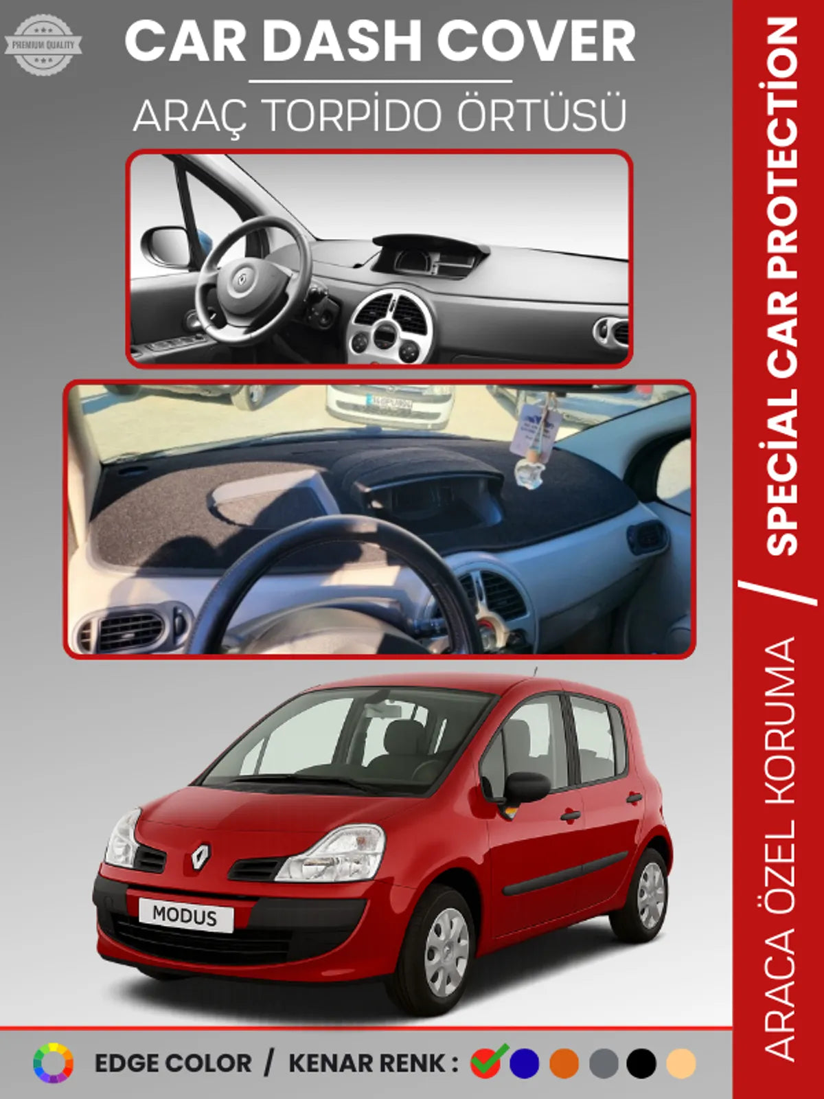 RENAULT MODUS (2004-2012) Uyumlu Torpido Örtüsü Araca Özel Ön Göğüs Koruma