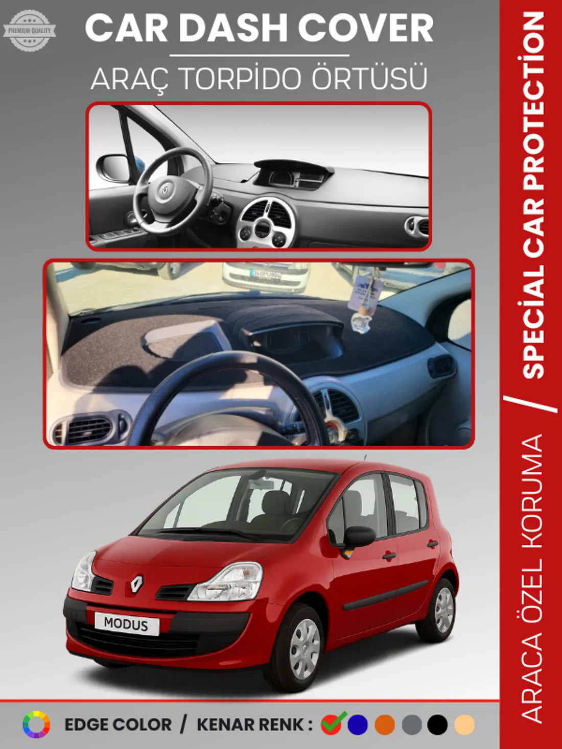 RENAULT MODUS (2004-2012) Uyumlu Torpido Örtüsü Araca Özel Ön Göğüs Koruma