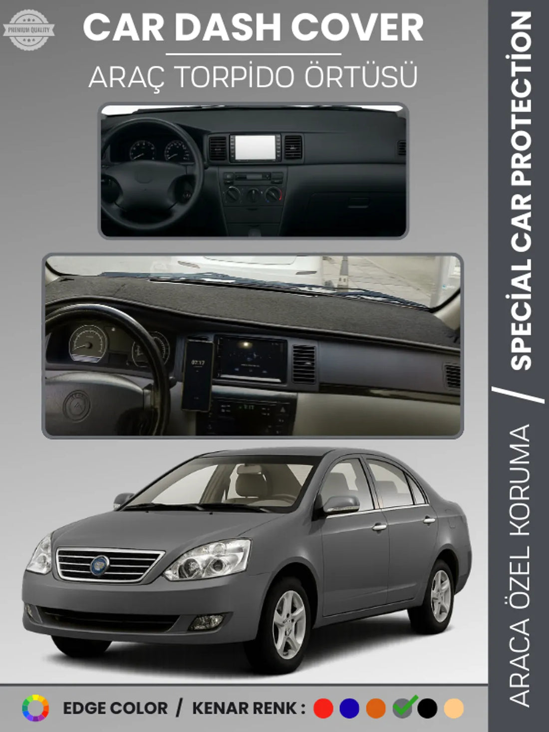 GEELY FC (2008-2012) Uyumlu Torpido Örtüsü Araca Özel Ön Göğüs Koruma