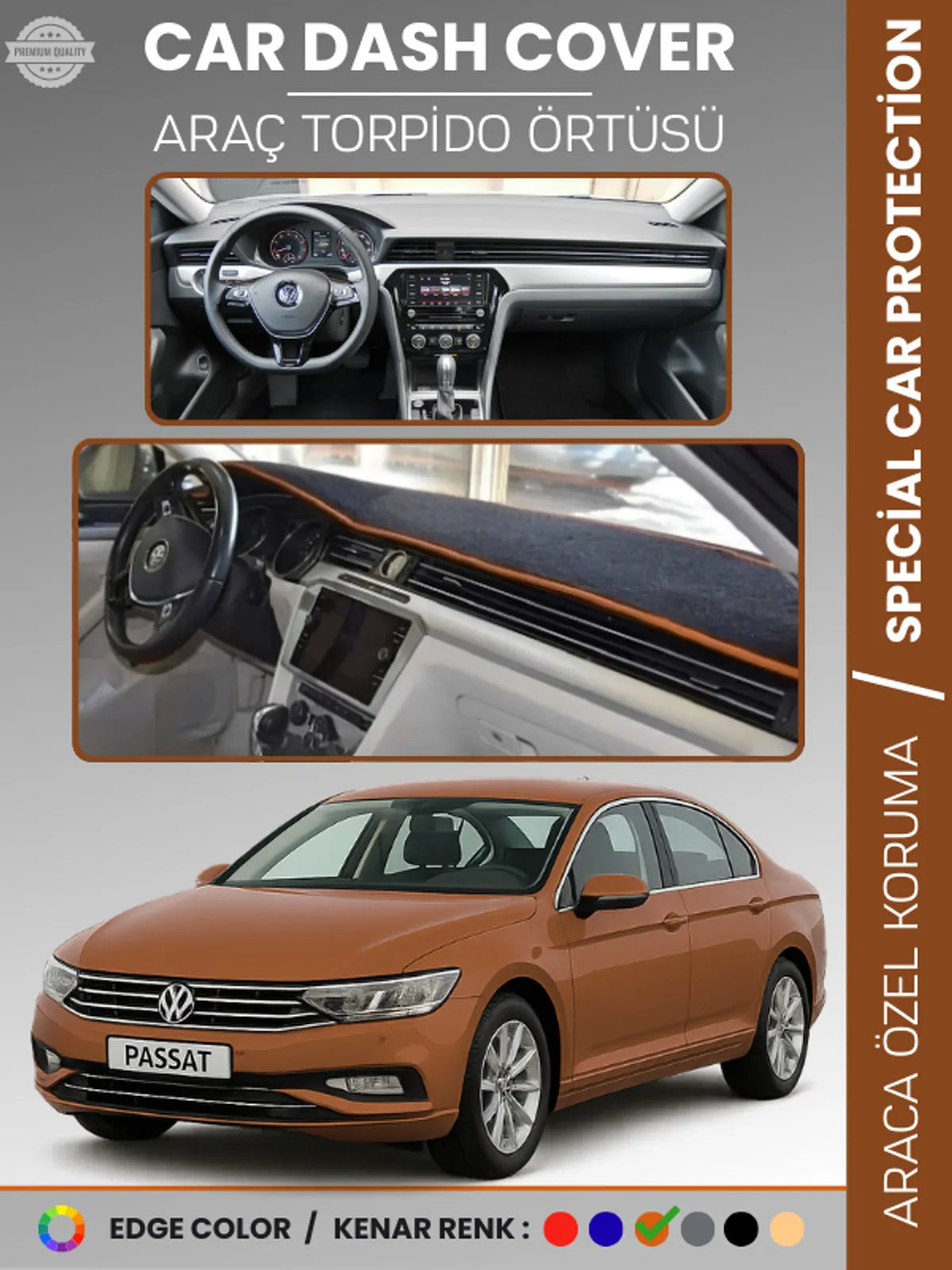 VOLKSWAGEN PASSAT B8 (2015-2020) Uyumlu Torpido Örtüsü Araca Özel Ön Göğüs Koruma