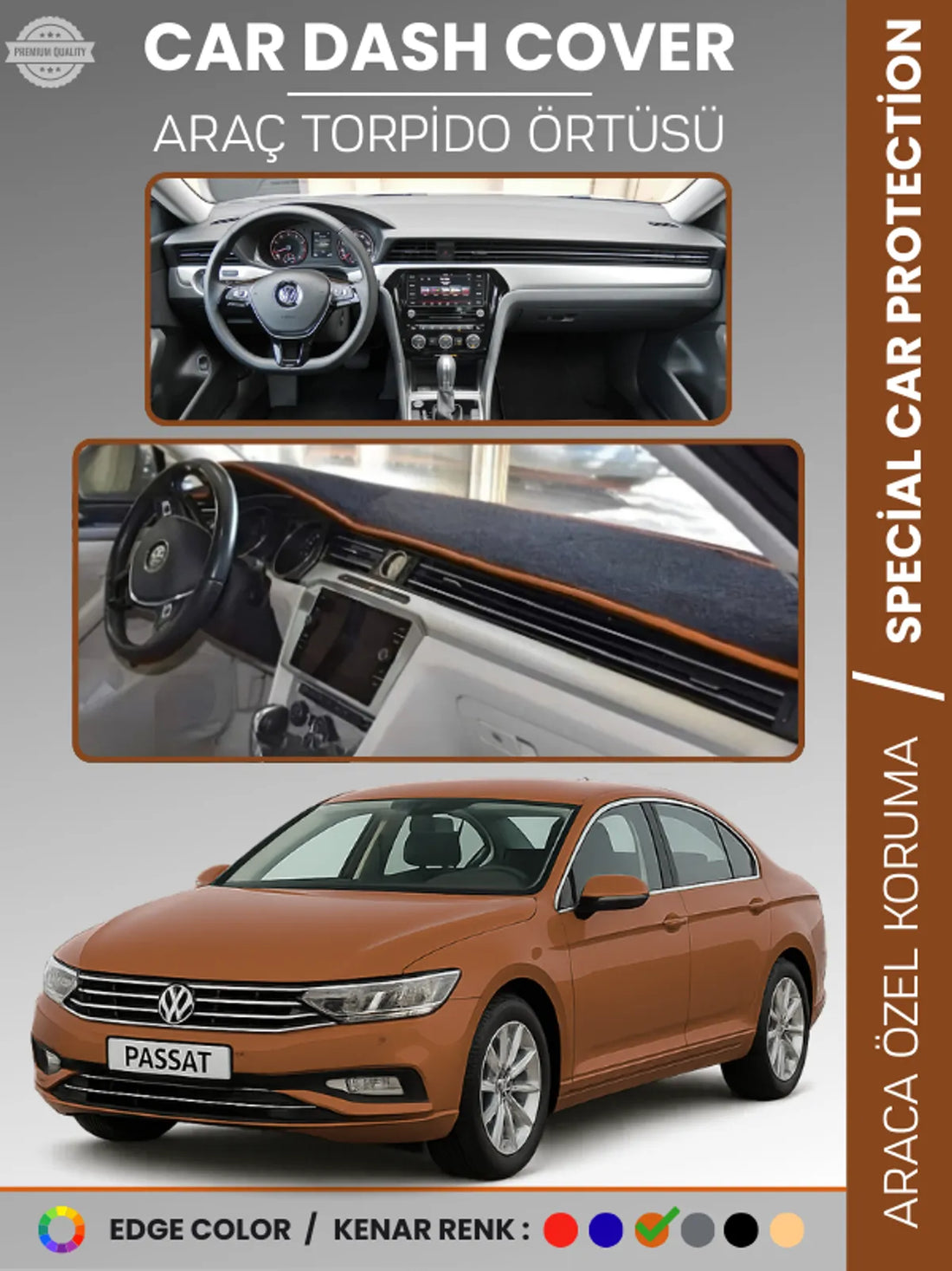 VOLKSWAGEN PASSAT B8 (2015-2020) Uyumlu Torpido Örtüsü Araca Özel Ön Göğüs Koruma