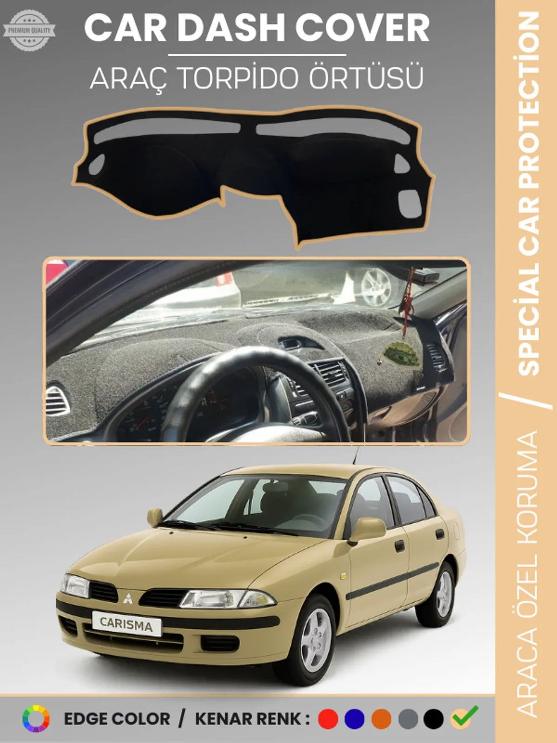 MITSUBISHI CARISMA KÜÇÜK EKRAN (1995-2004) Uyumlu Torpido Örtüsü Araca Özel Ön Göğüs Koruma