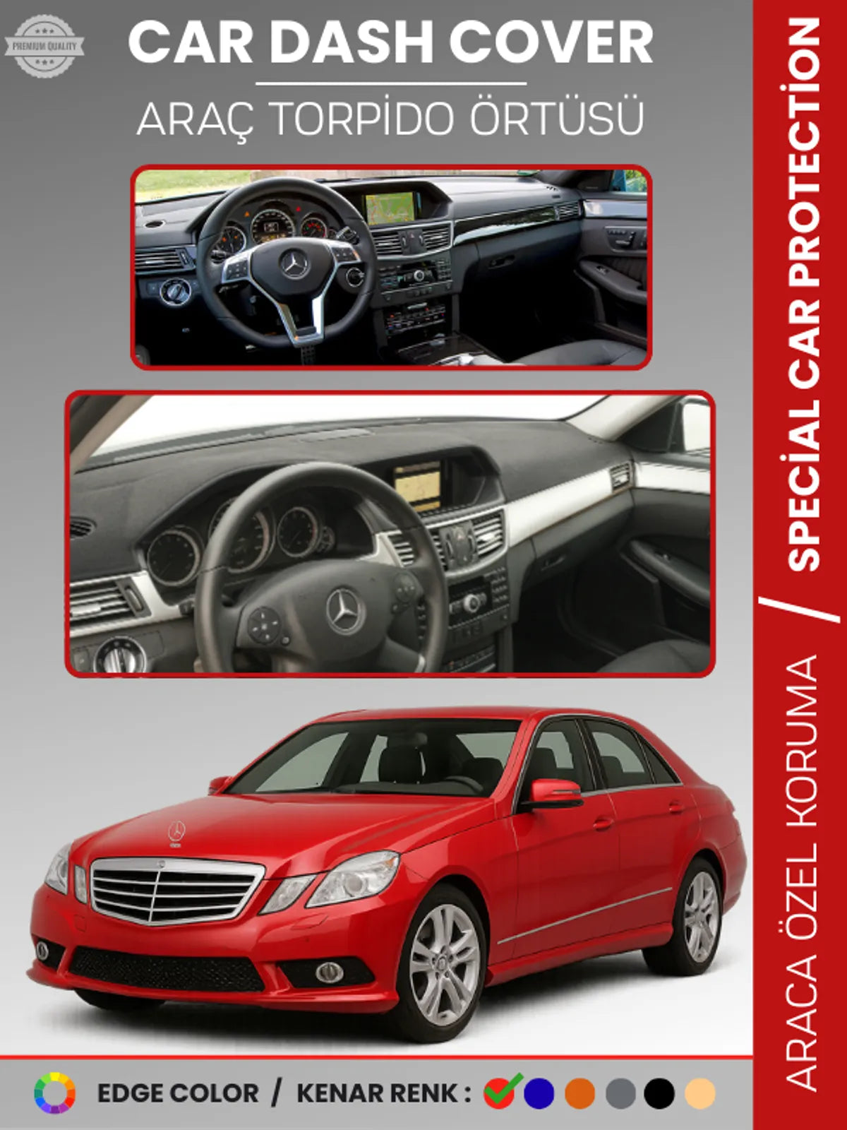 MERCEDES E200 / E220 / E250 / E300 W212 (2009-2016) Uyumlu Torpido Örtüsü Araca Özel Ön Göğüs Koruma